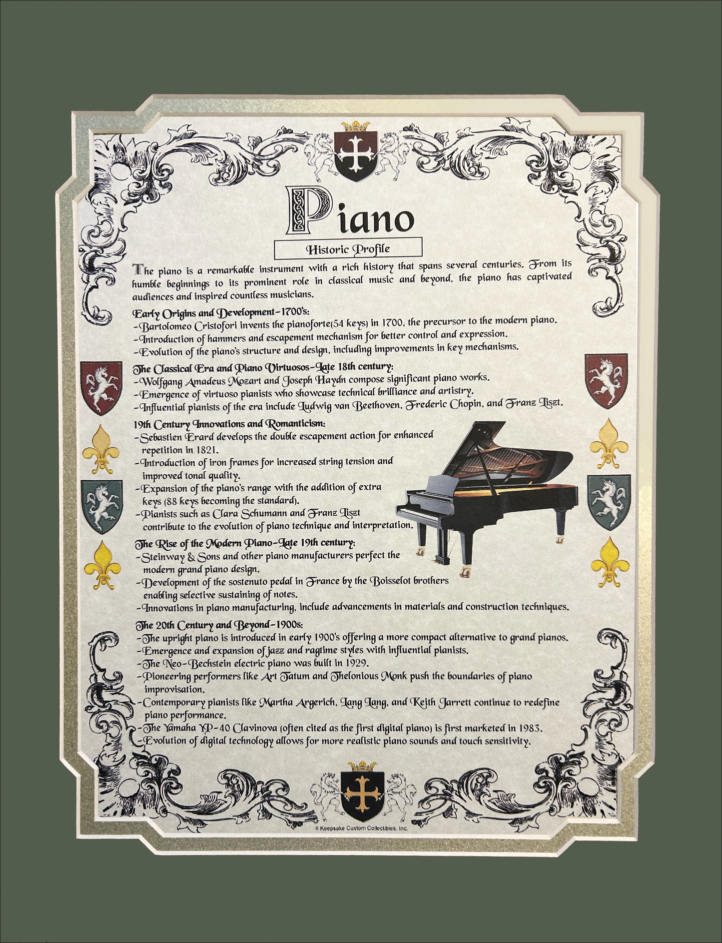 Historic Profile Ready For Framing: Piano