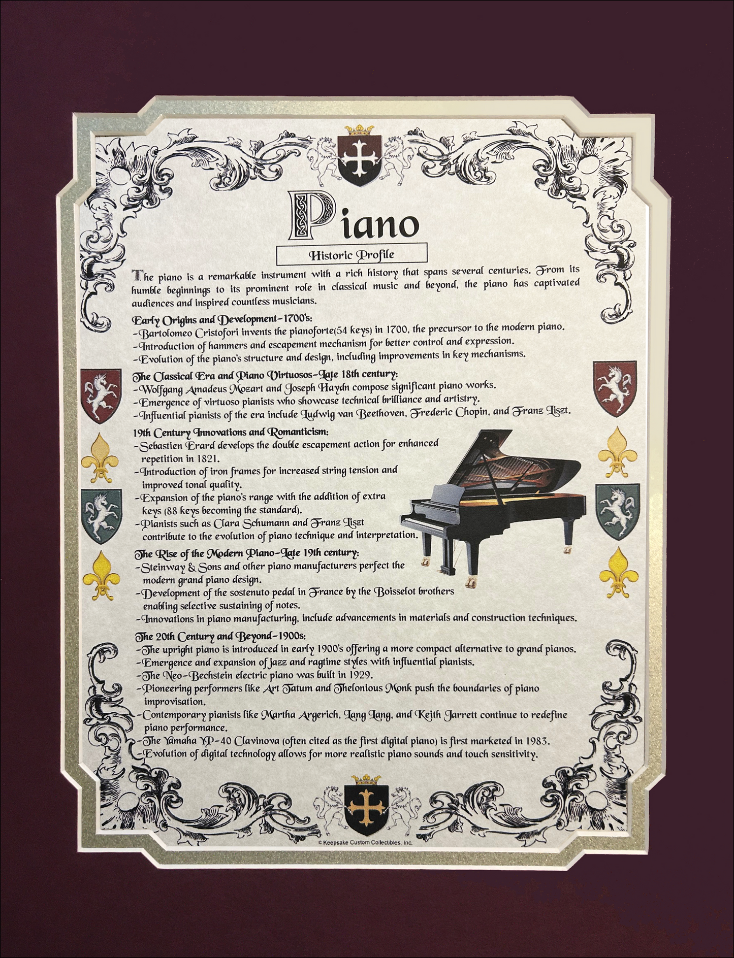 Historic Profile Ready For Framing: Piano