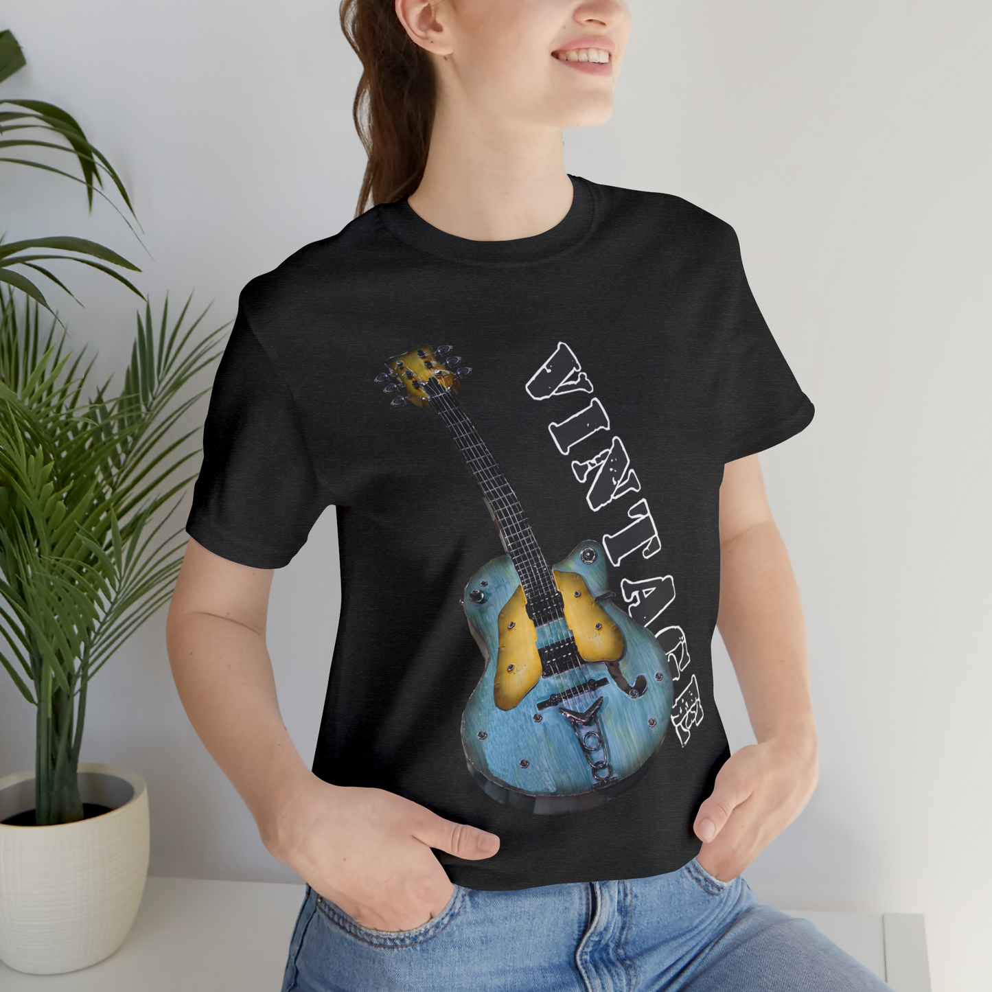 Tshirt-Vintage Blue Electric Guitar