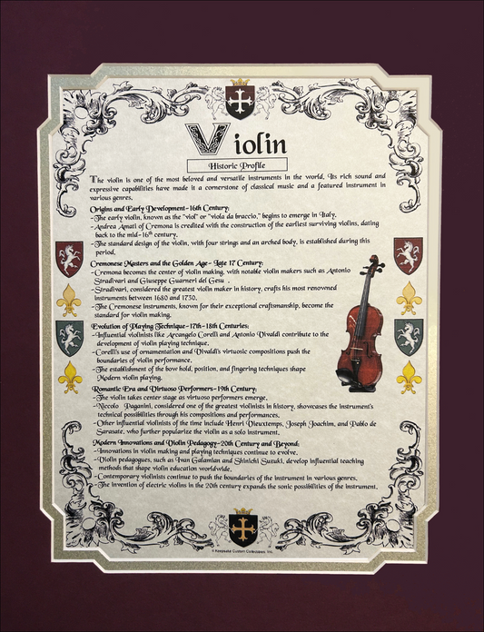 Historic Profile Ready For Framing: Violin