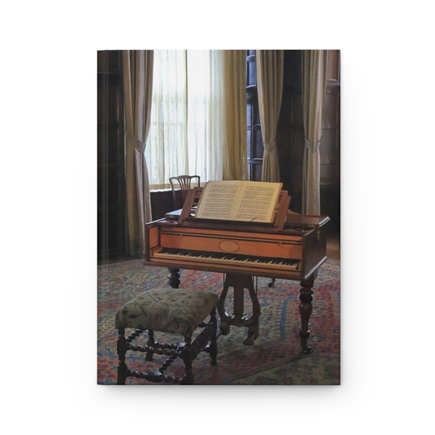 Musician's Gig Notes Hardcover Journal and Notebook-Vintage Piano In Large Room