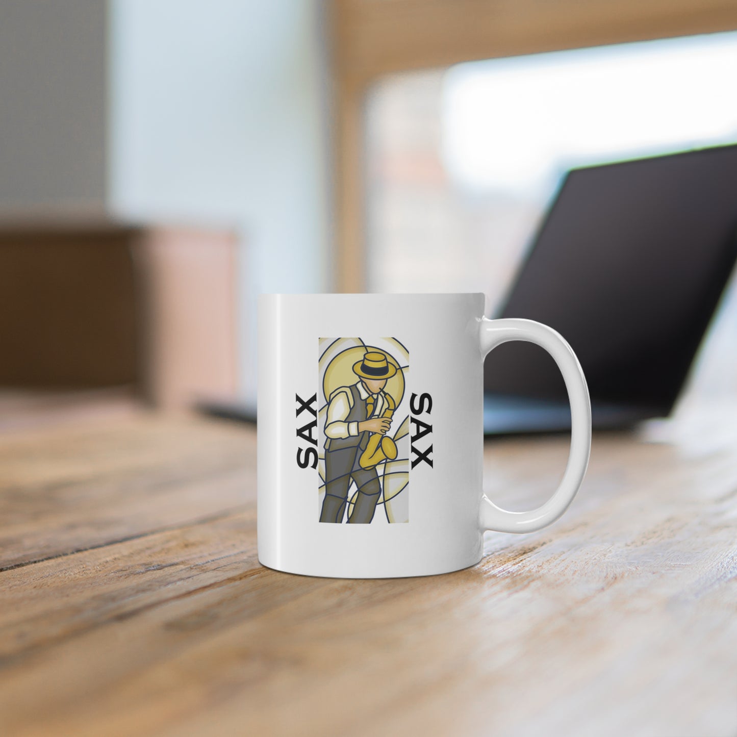 Music Pro Mug-Sax Player Stained Glass