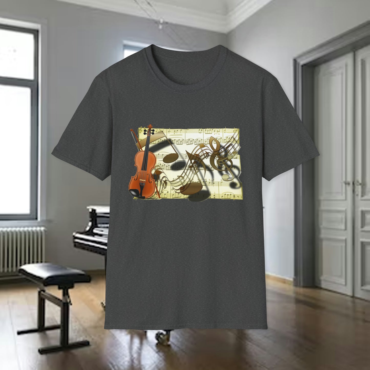 Tshirt-Violin w/Notes and Sheet Music