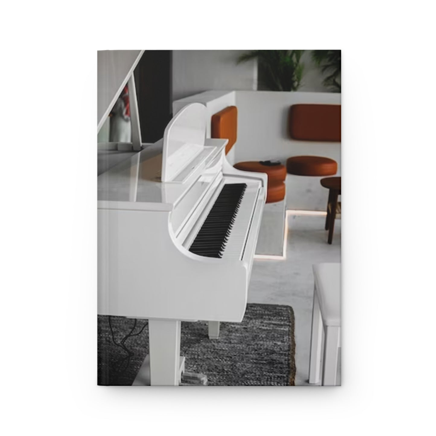 Musician's Gig Notes Hardcover Journal And Notebook-White Piano