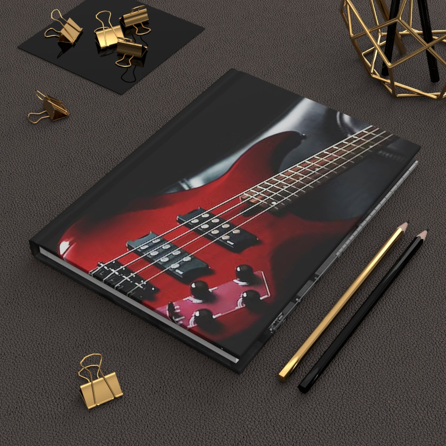 Musician's Gig Notes Hardcover Journal And Notebook-Mahogany Bass