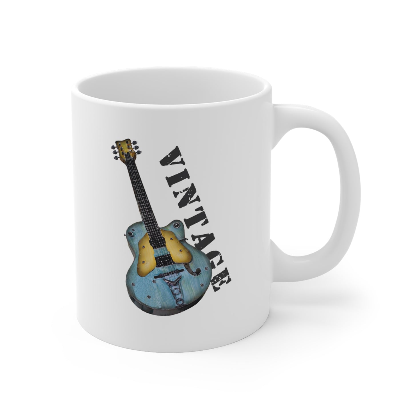 Music Pro Mug-Vintage Blue Electric Guitar