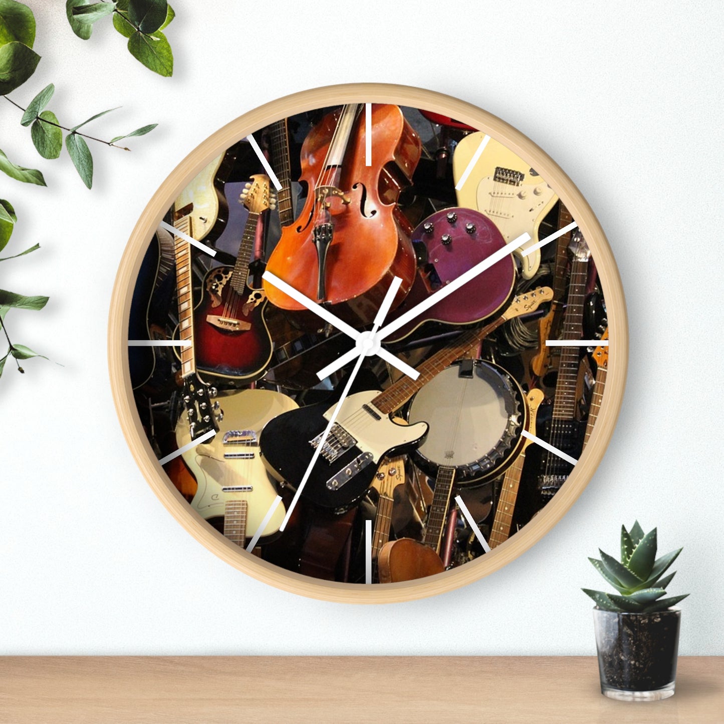 Wall Clock-Stringed Instruments Collage