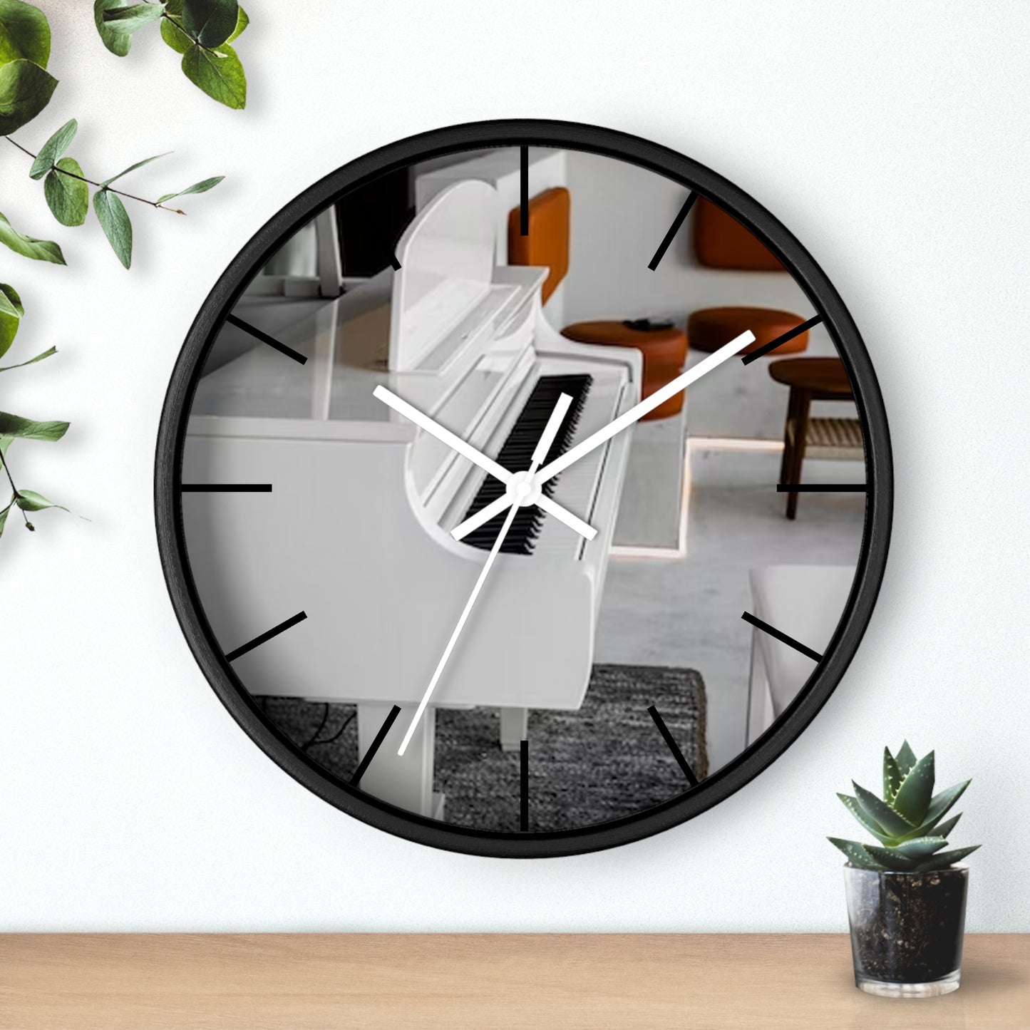 Wall Clock-White Piano