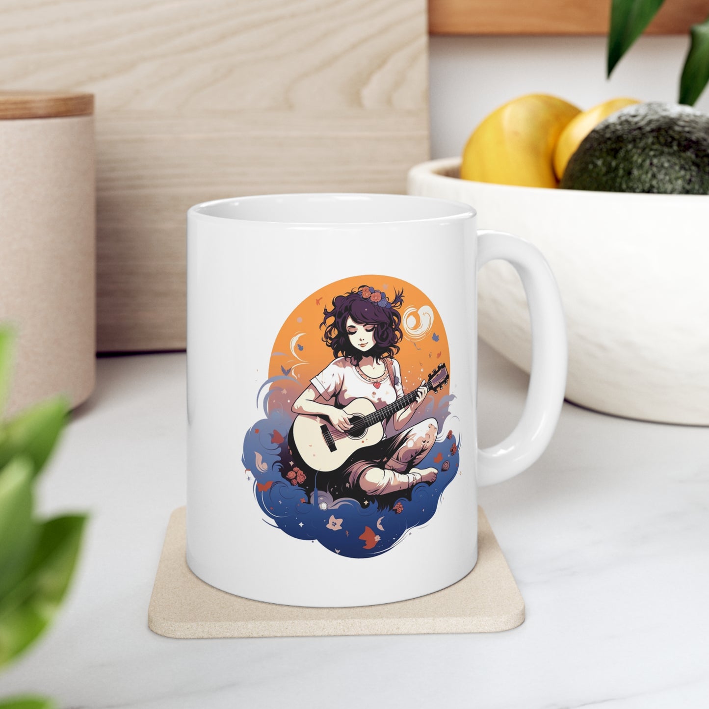 Music Pro Mug-Female Colorful Acoustic Guitar