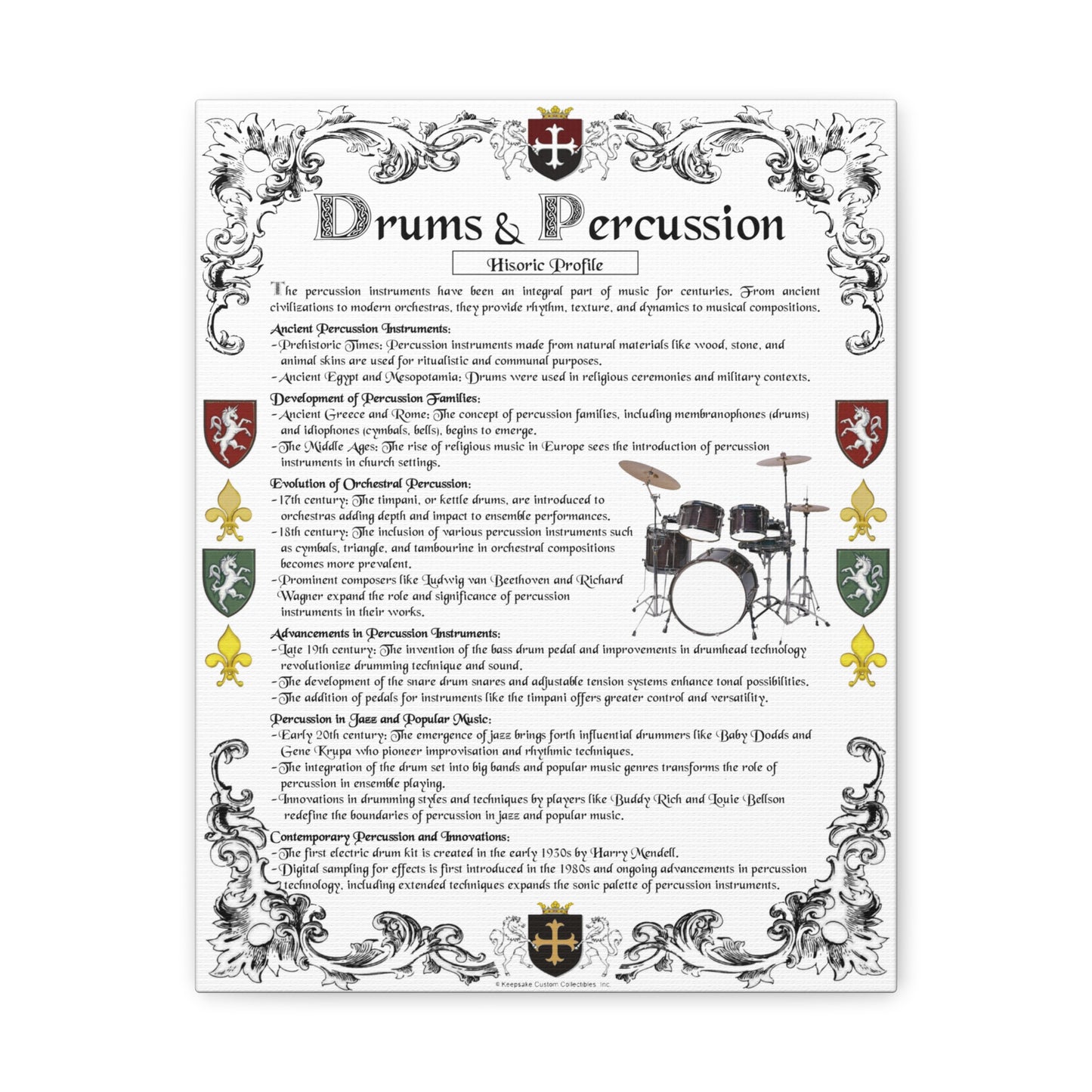 Historic Profile Canvas Gallery Wrap-Drums and Percussion