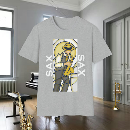 Tshirt-Sax Player Stained Glass