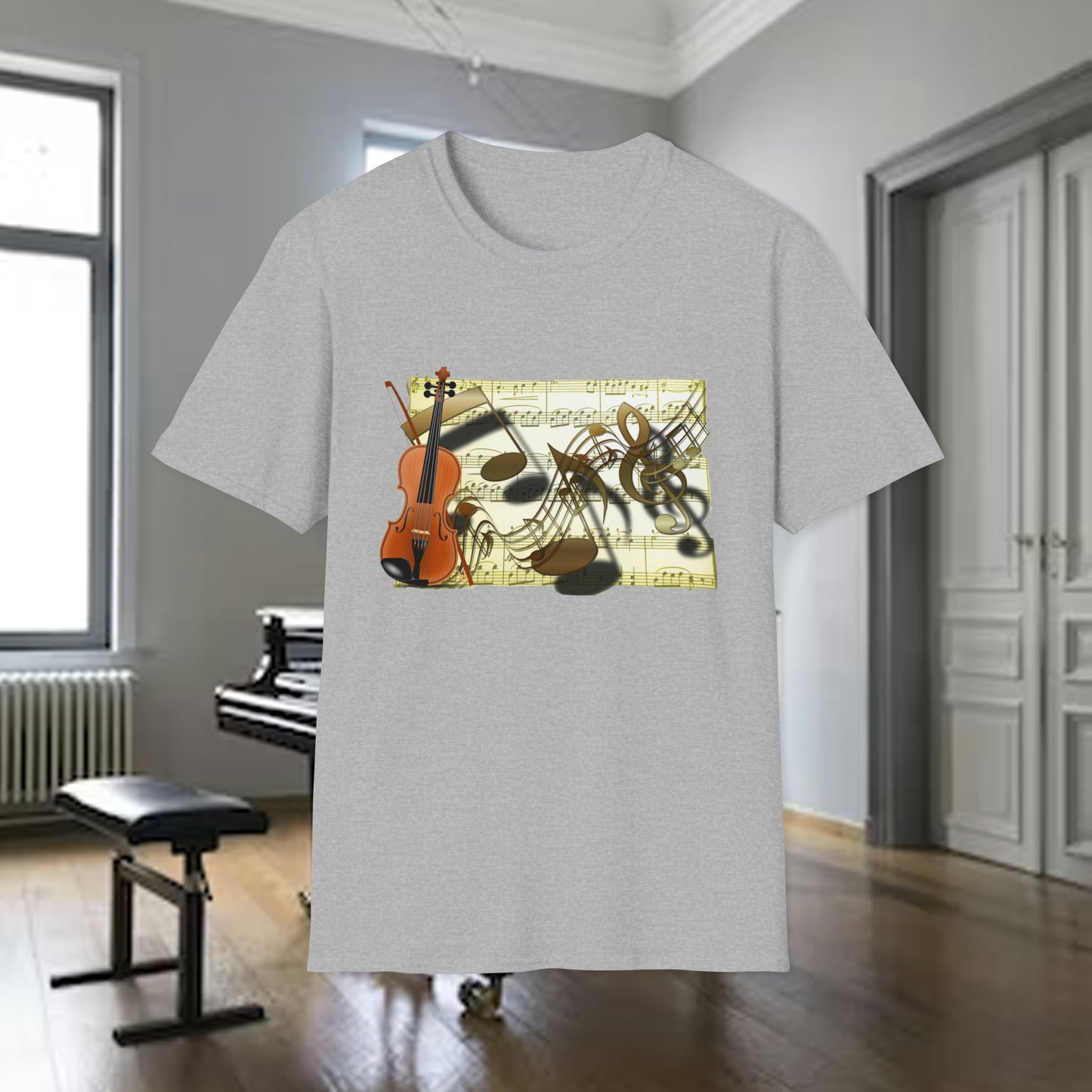 Tshirt-Violin w/Notes and Sheet Music