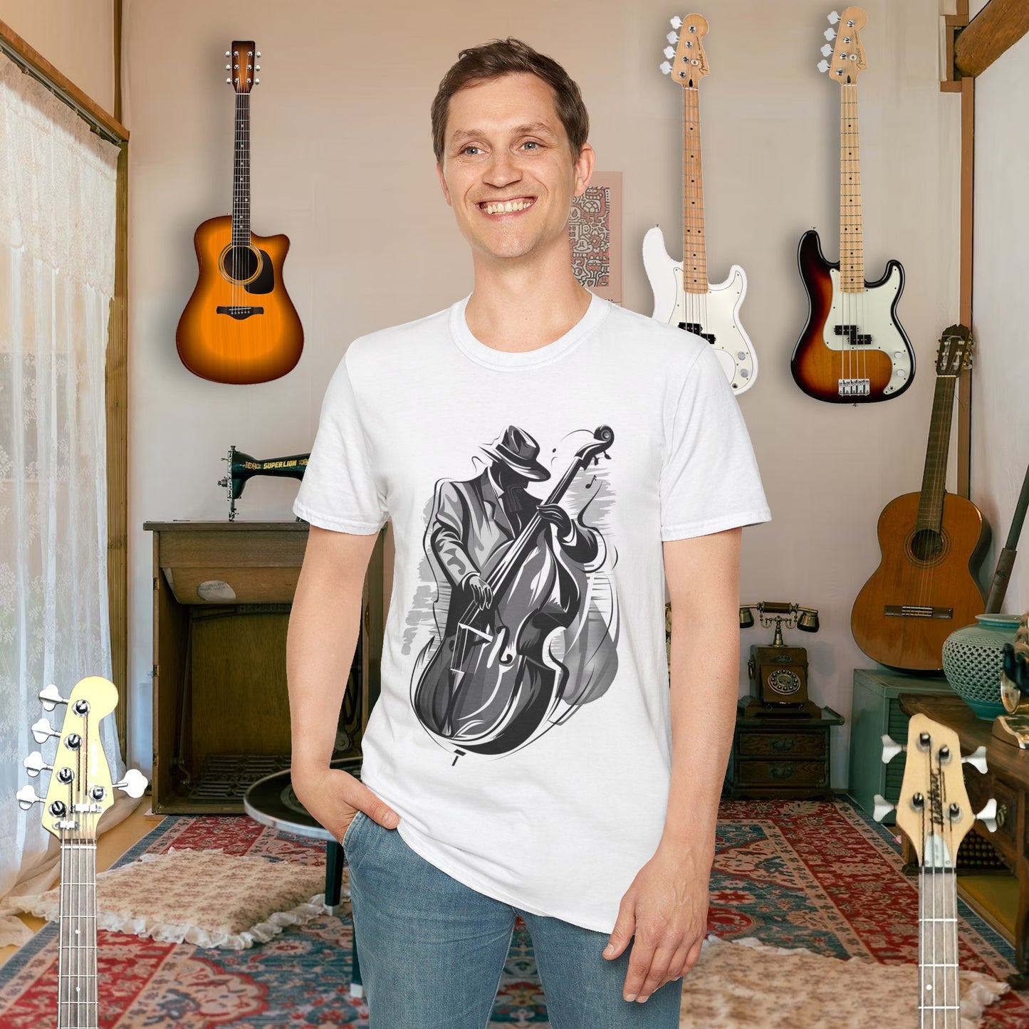 Tshirt-Upright Bass Fusion B/W