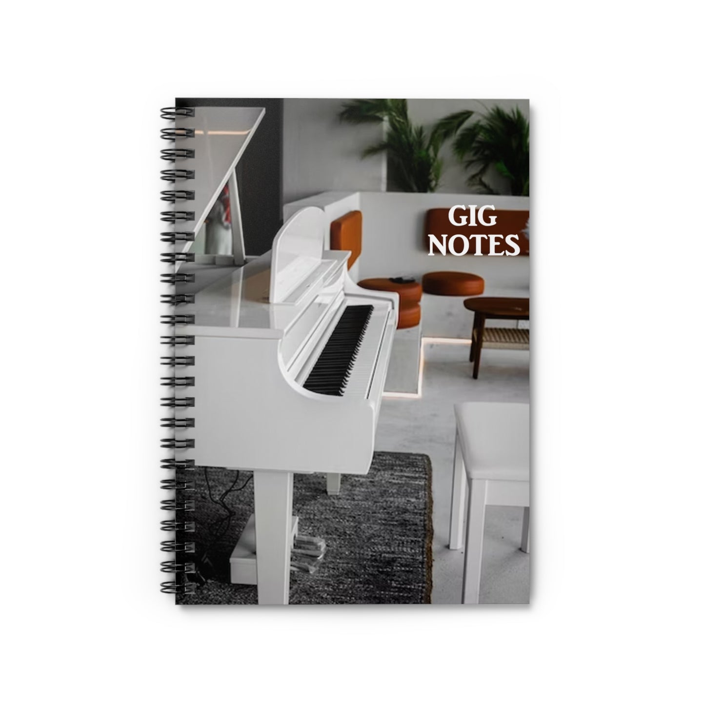 Musician's Gig Notes Notebook And Journal-White Piano