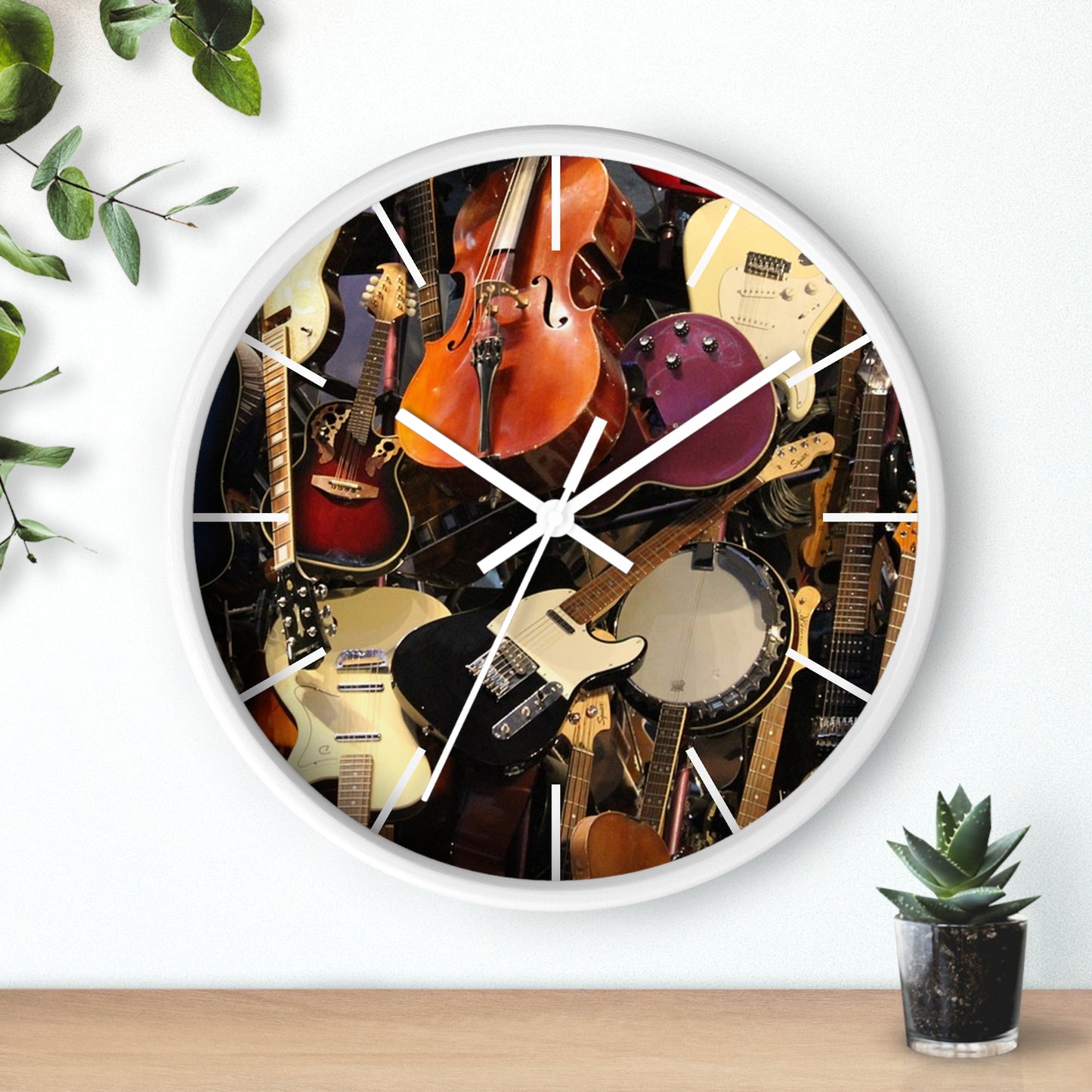 Wall Clock-Stringed Instruments Collage