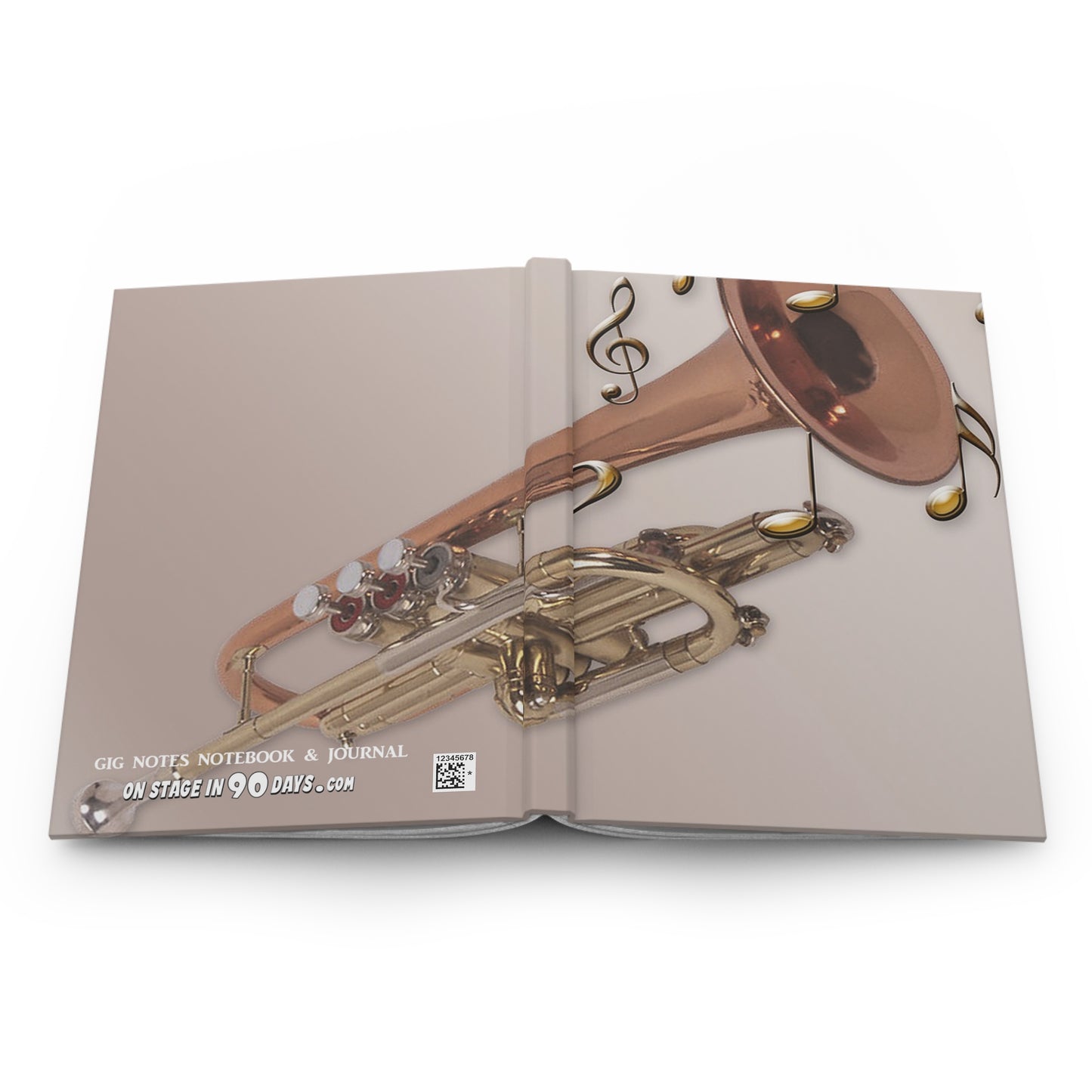 Musician's Gig Notes Hardcover Journal And Notebook-Trumpet w Notes