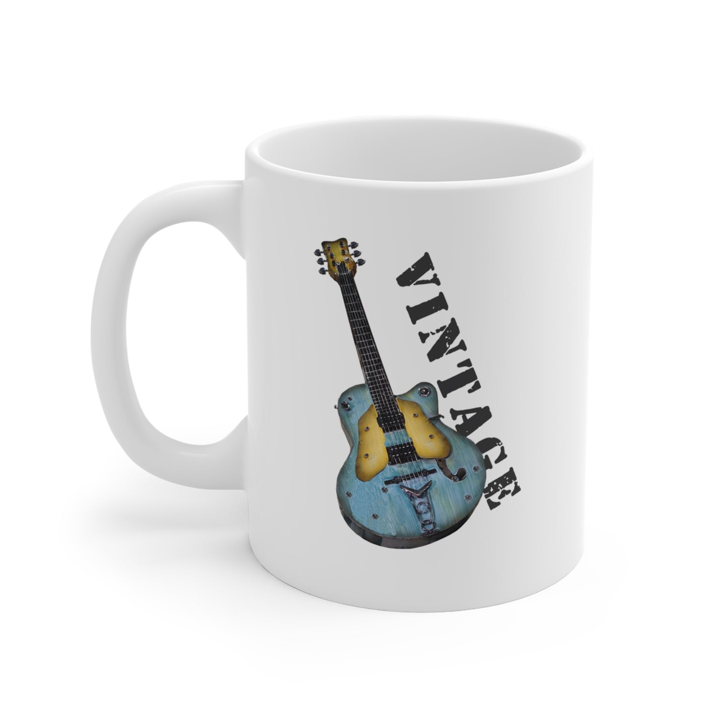 Music Pro Mug-Vintage Blue Electric Guitar