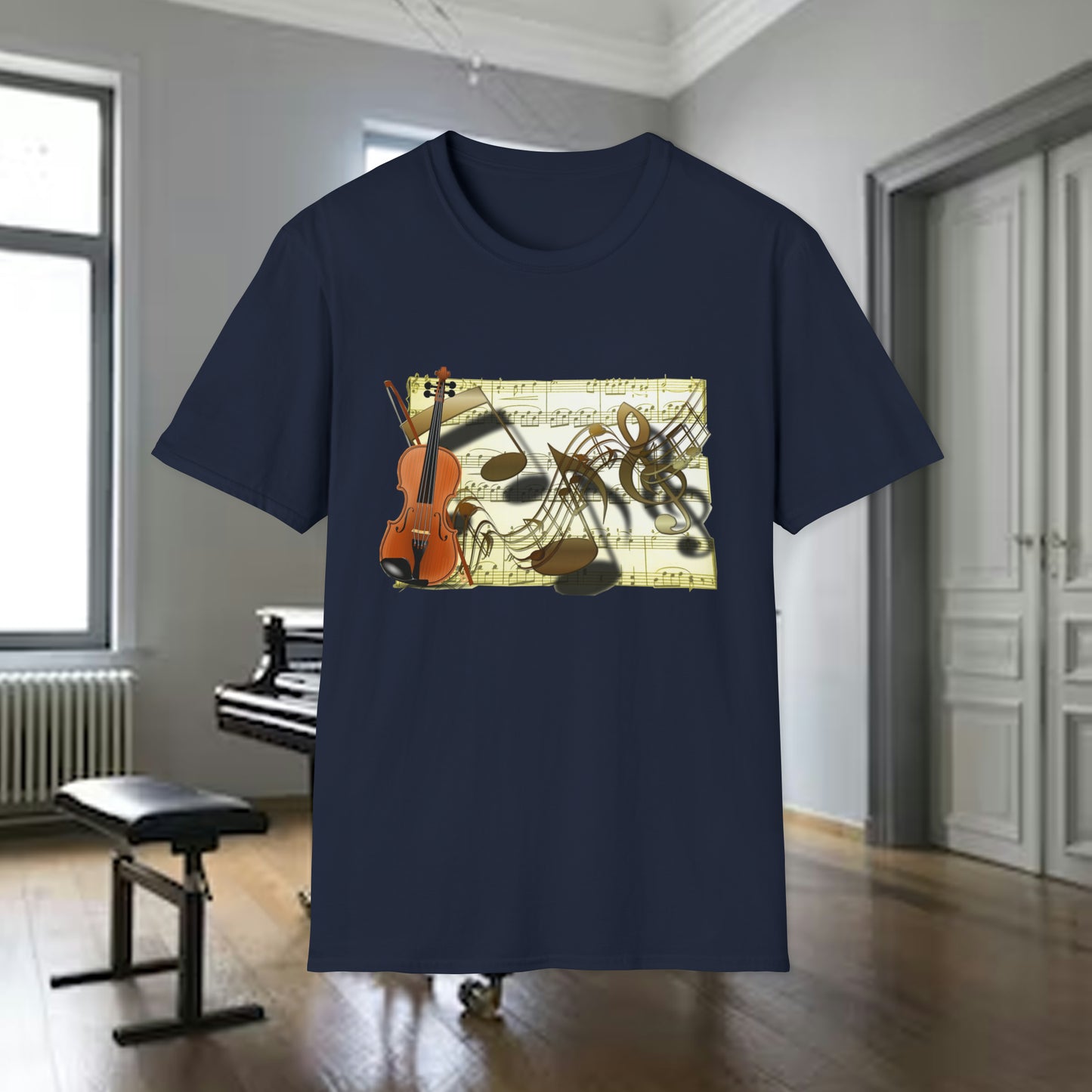 Tshirt-Violin w/Notes and Sheet Music