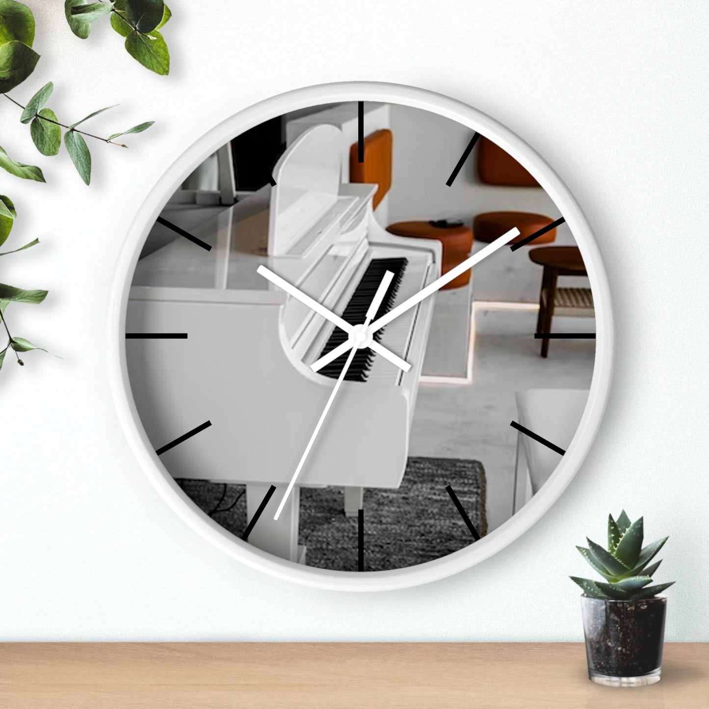 Wall Clock-White Piano