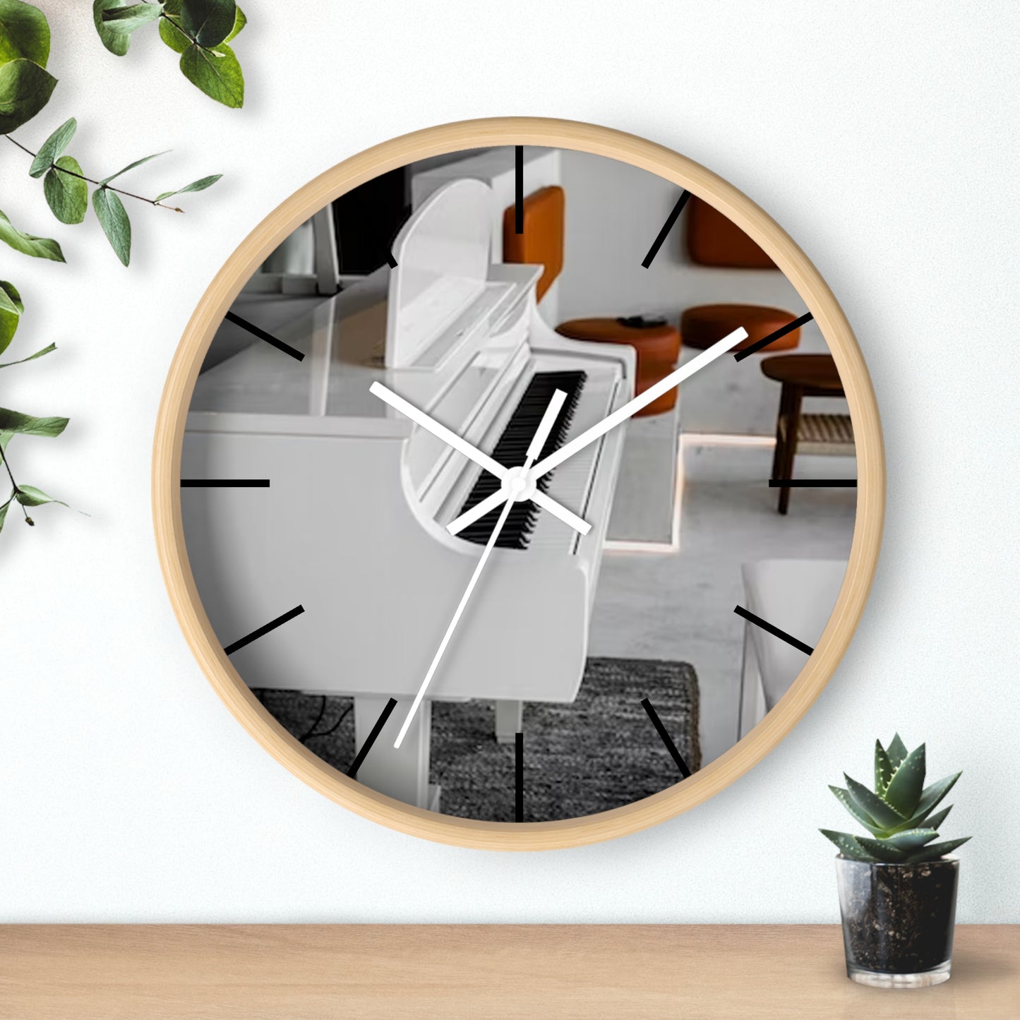 Wall Clock-White Piano