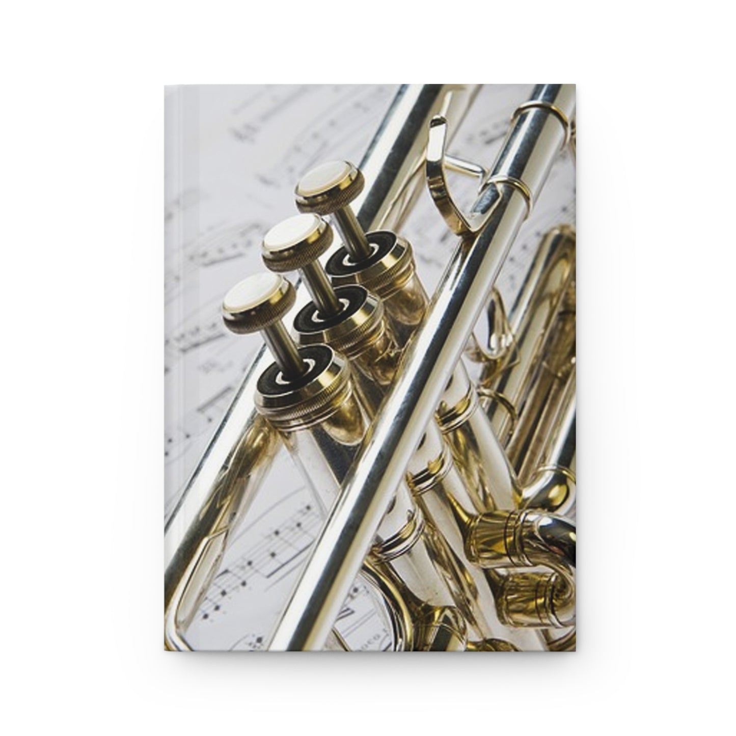 Musician's Gig Notes Hardcover Journal And Notebook-Trumpet w Sheet Music