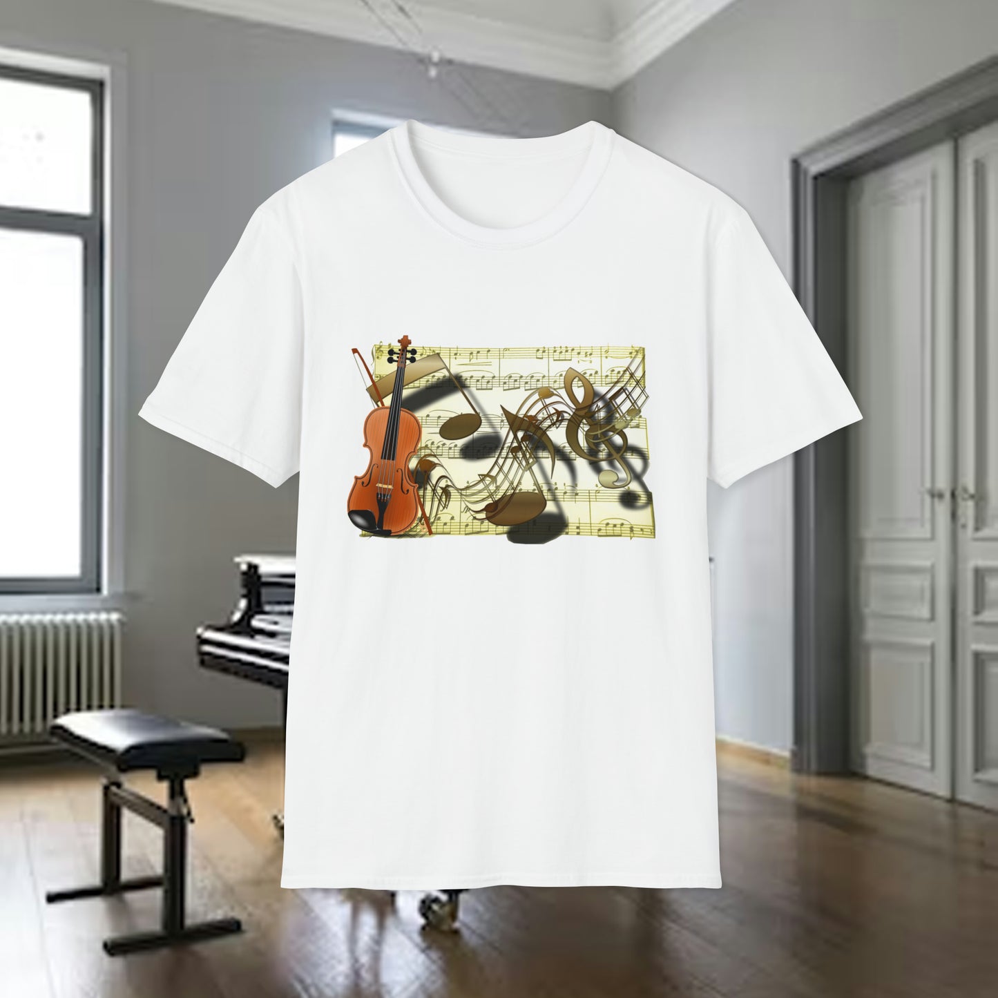 Tshirt-Violin w/Notes and Sheet Music