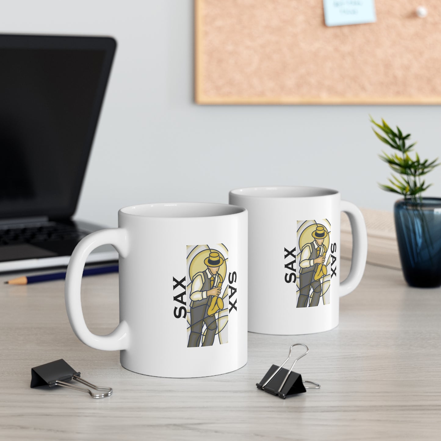 Music Pro Mug-Sax Player Stained Glass