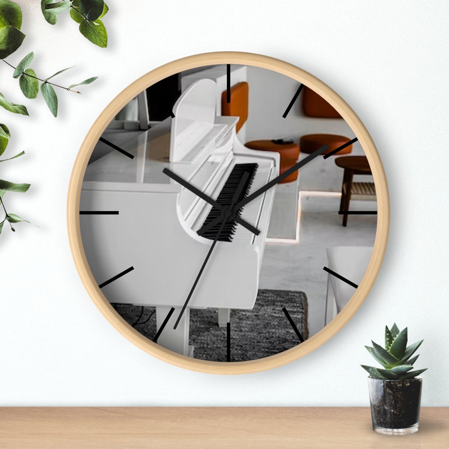 Wall Clock-White Piano