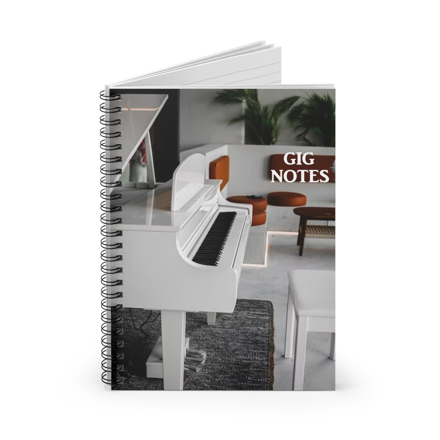 Musician's Gig Notes Notebook And Journal-White Piano