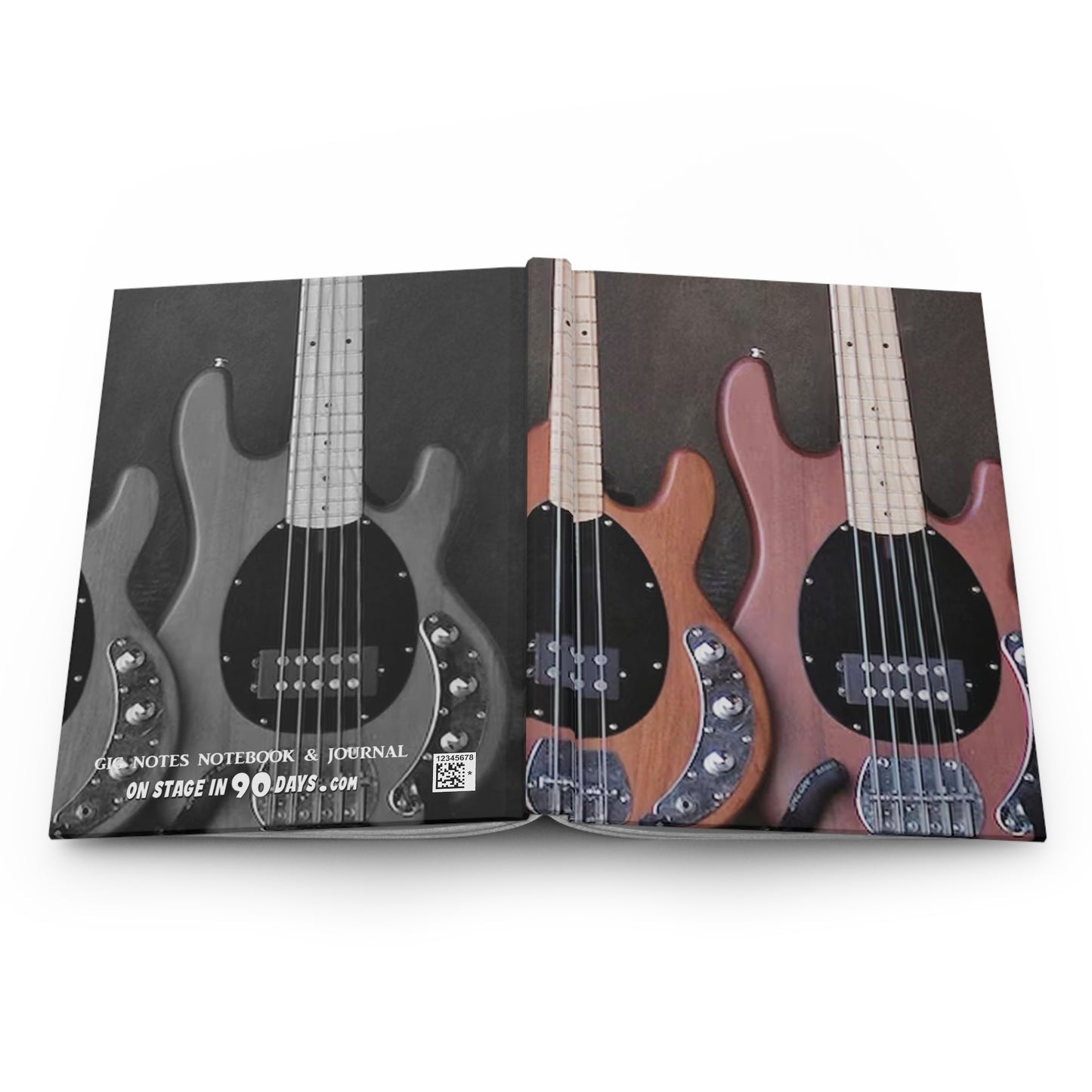 Musician's Gig Notes Hardcover Journal And Notebook-Dark Wood Basses