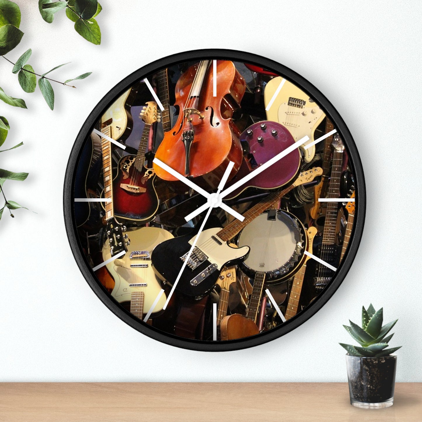 Wall Clock-Stringed Instruments Collage