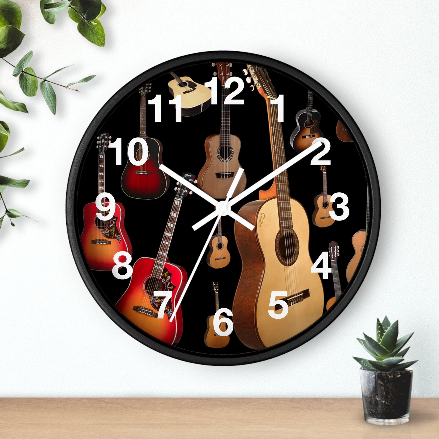 Wall Clock-Acoustic Guitar Collage