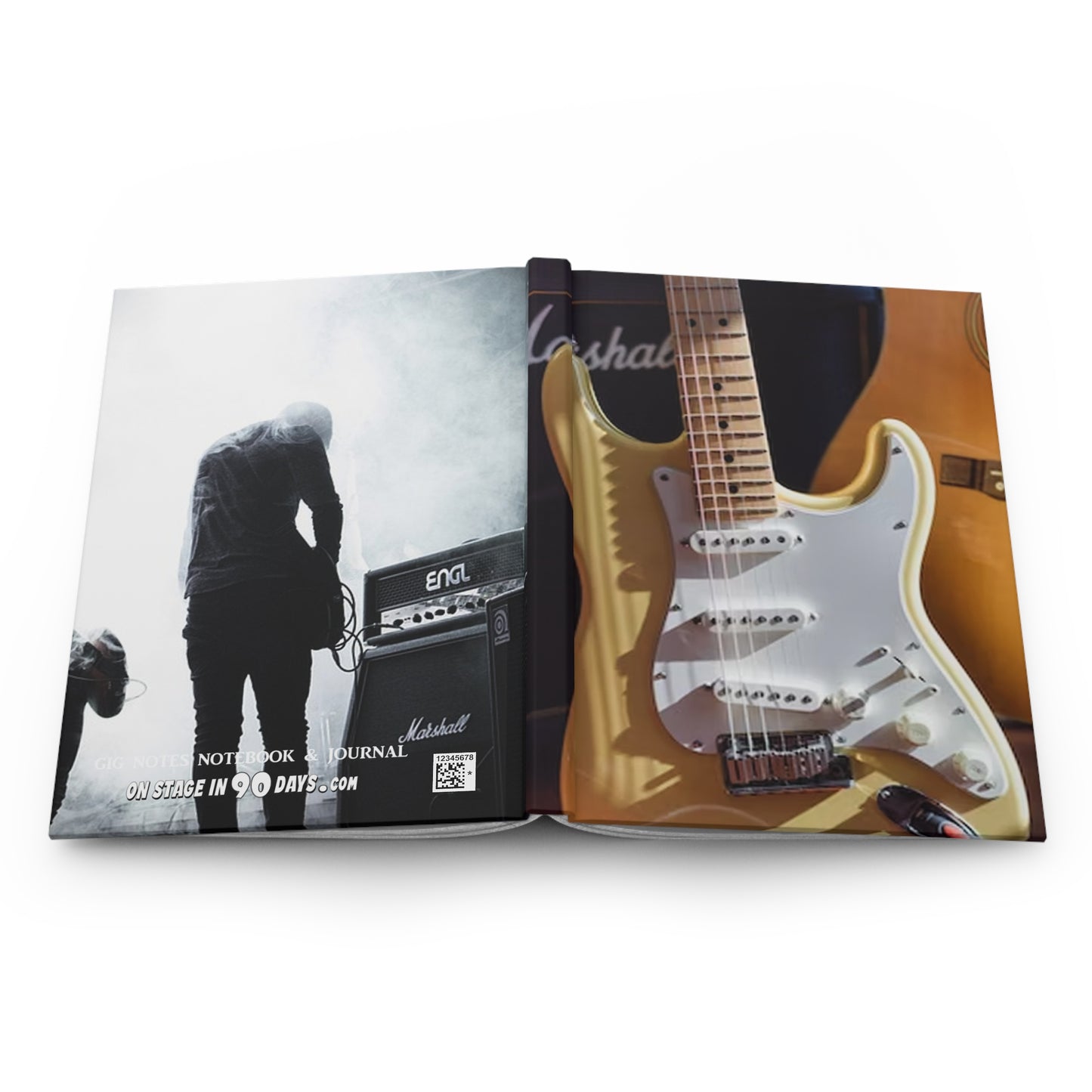 Musician's Gig Notes Hardcover Journal And Notebook-Yellow Electric Guitar