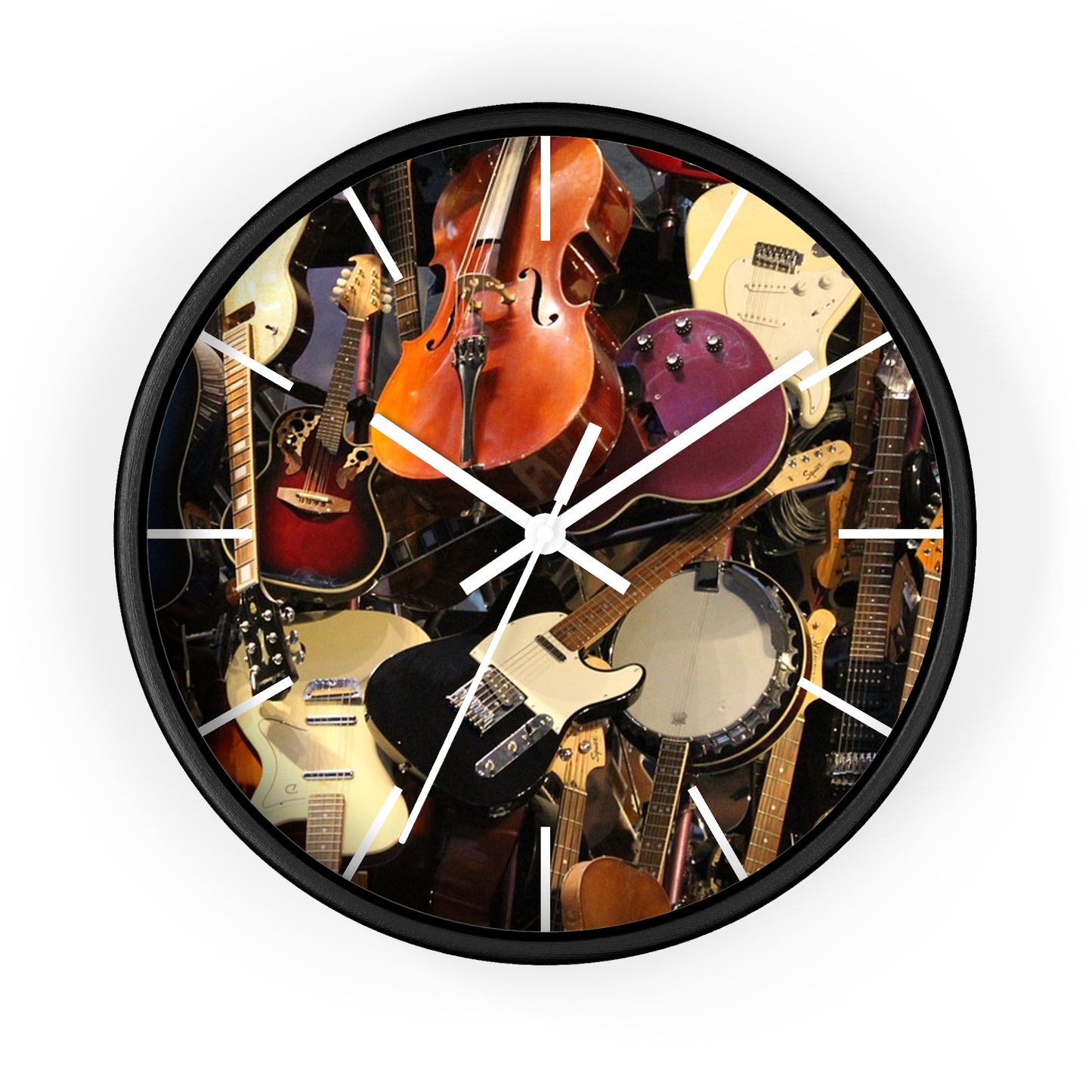 Wall Clock-Stringed Instruments Collage