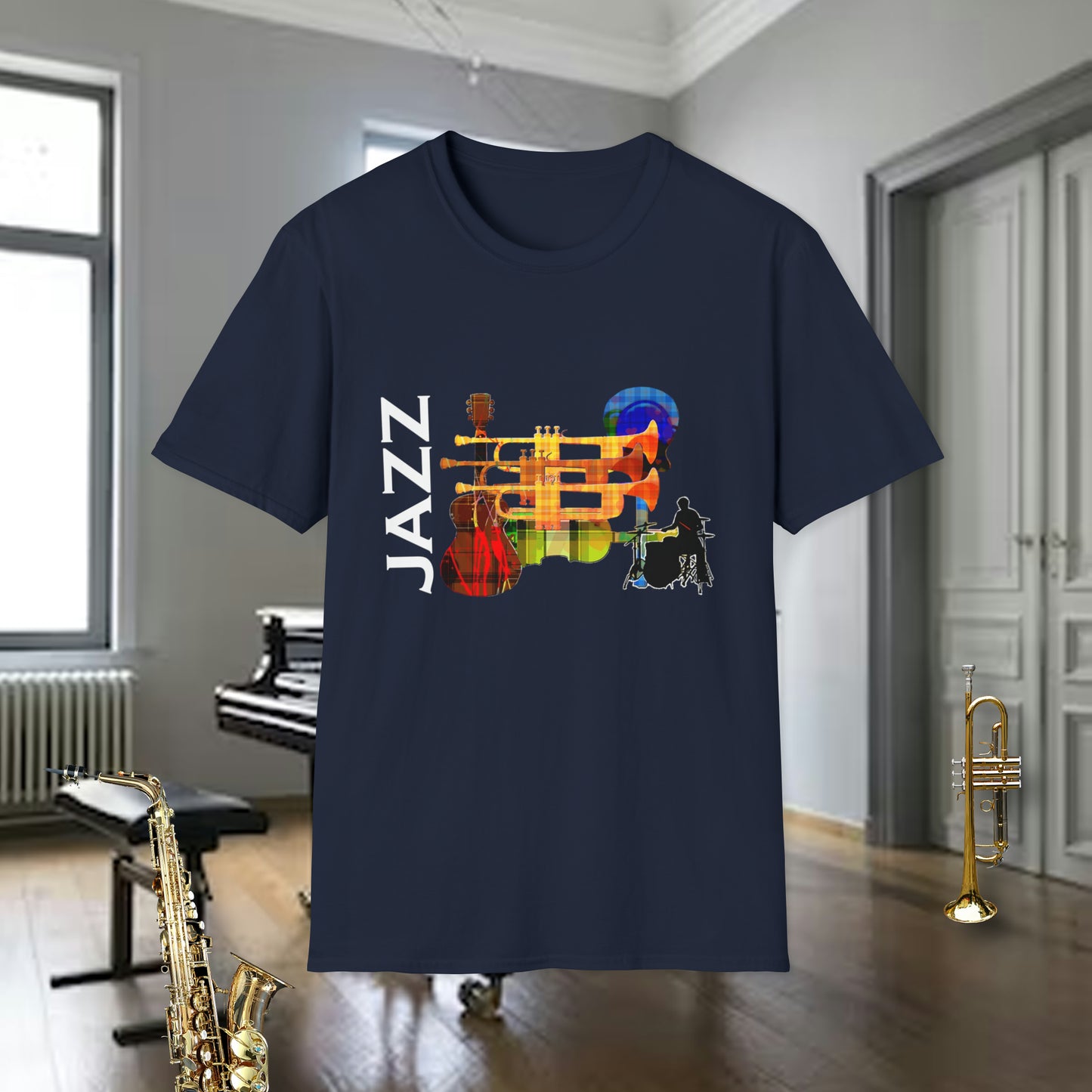 Tshirt-Trumpet:Jazz Colorful Collage