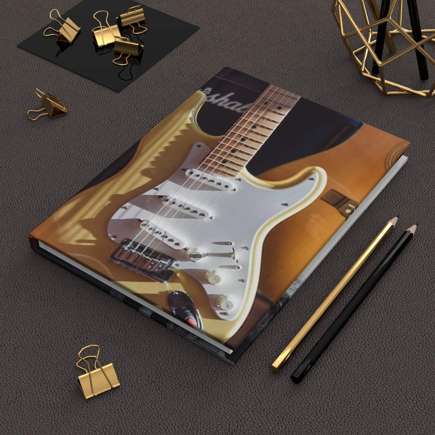 Musician's Gig Notes Hardcover Journal And Notebook-Yellow Electric Guitar