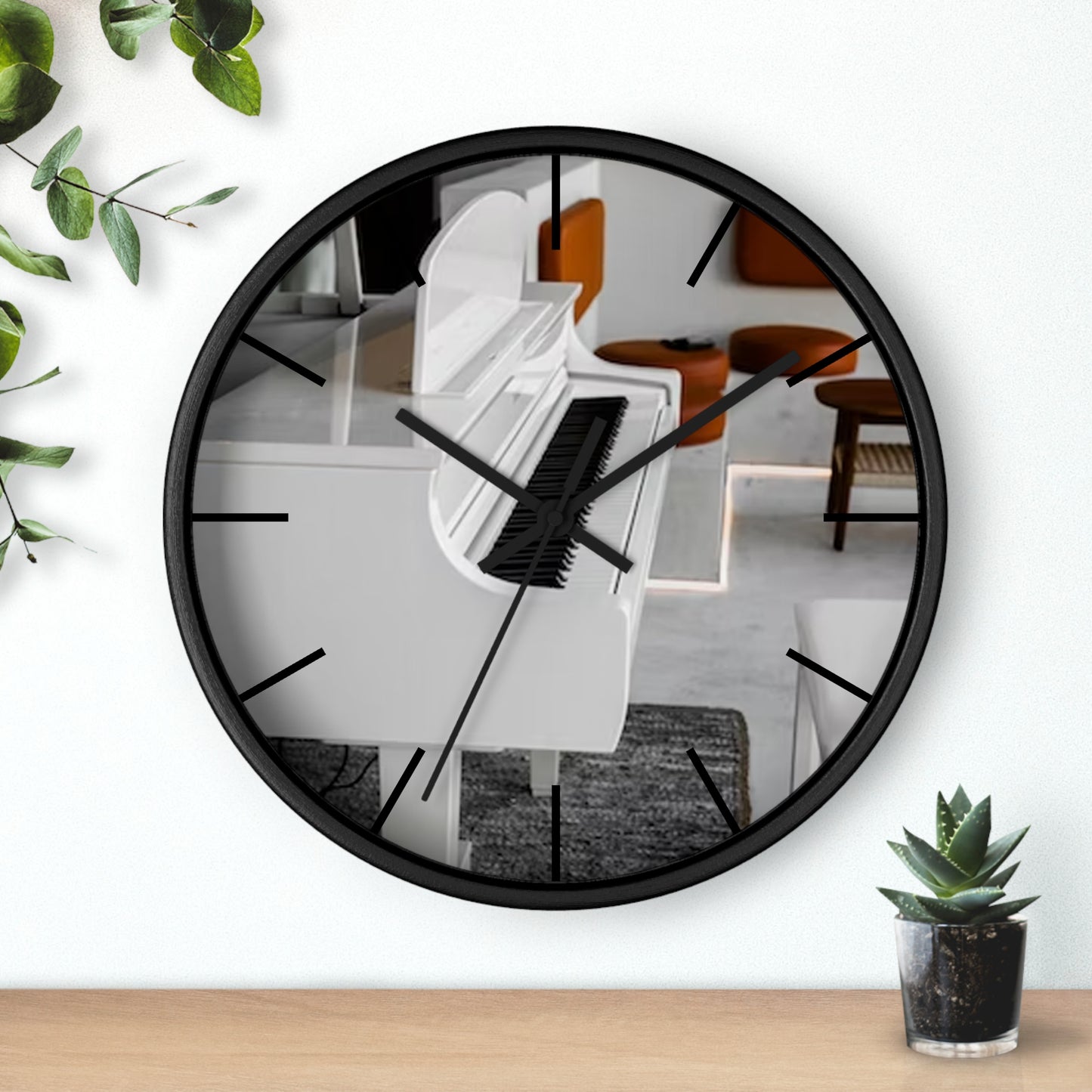 Wall Clock-White Piano