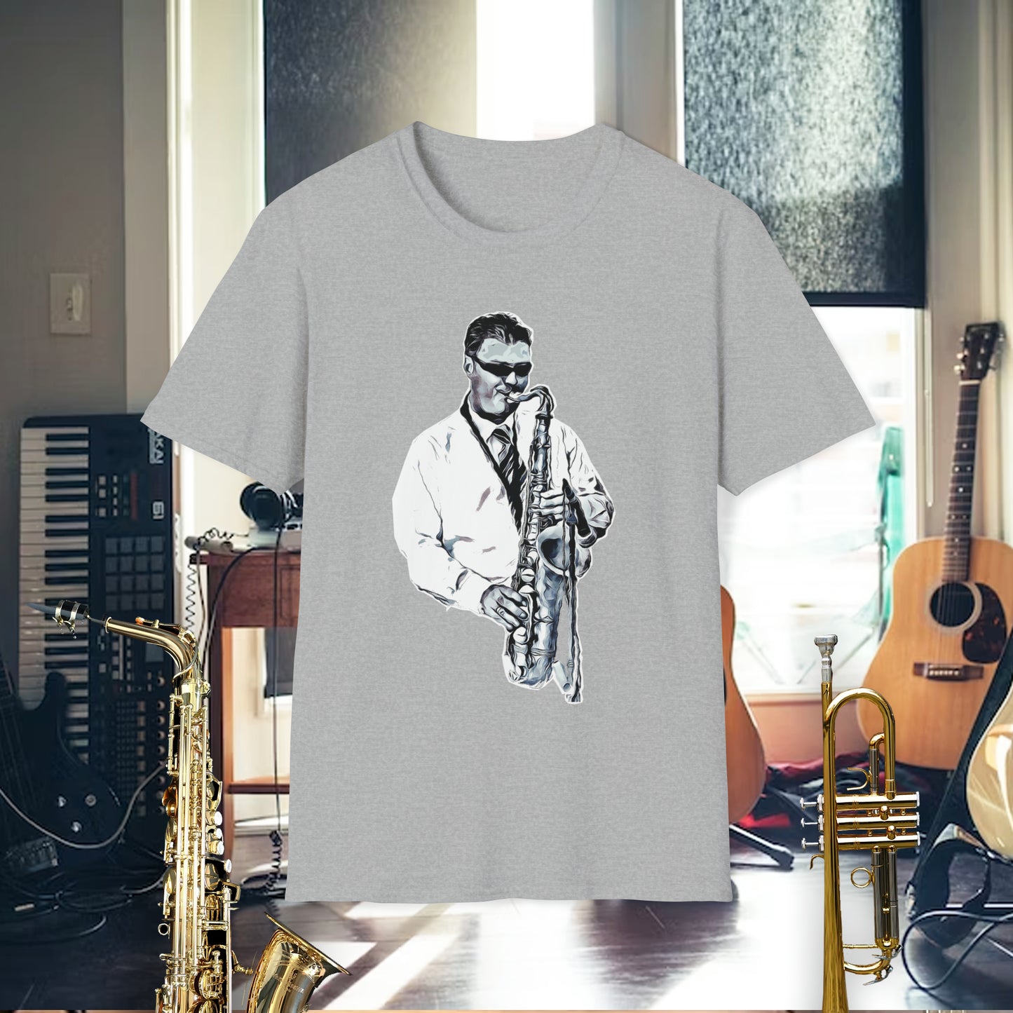 TShirt-Sax Player Outline