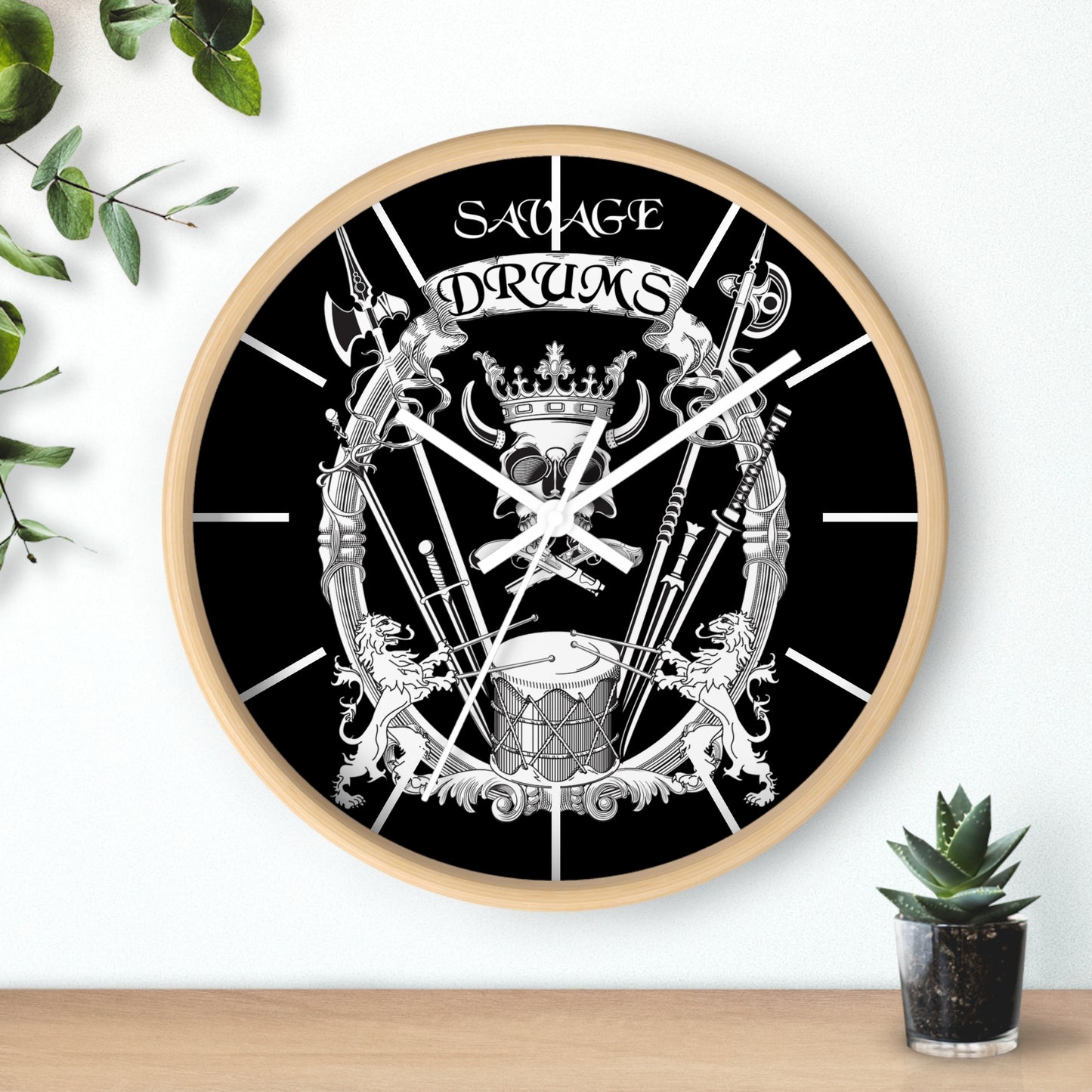 Wall Clock-Savage Drums