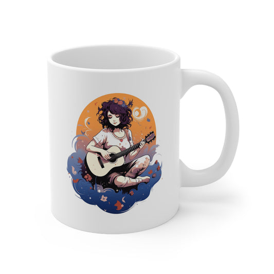 Music Pro Mug-Female Colorful Acoustic Guitar