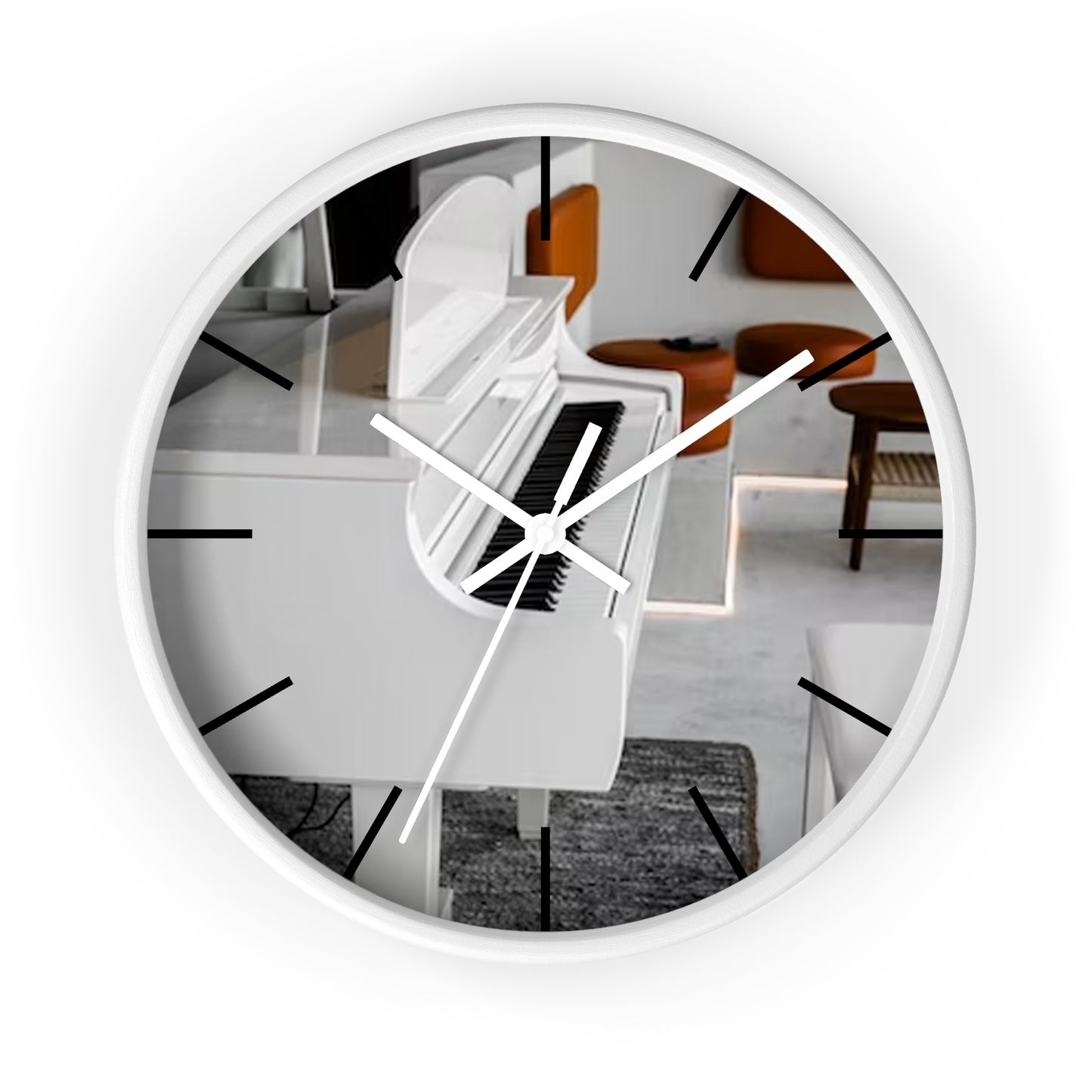 Wall Clock-White Piano