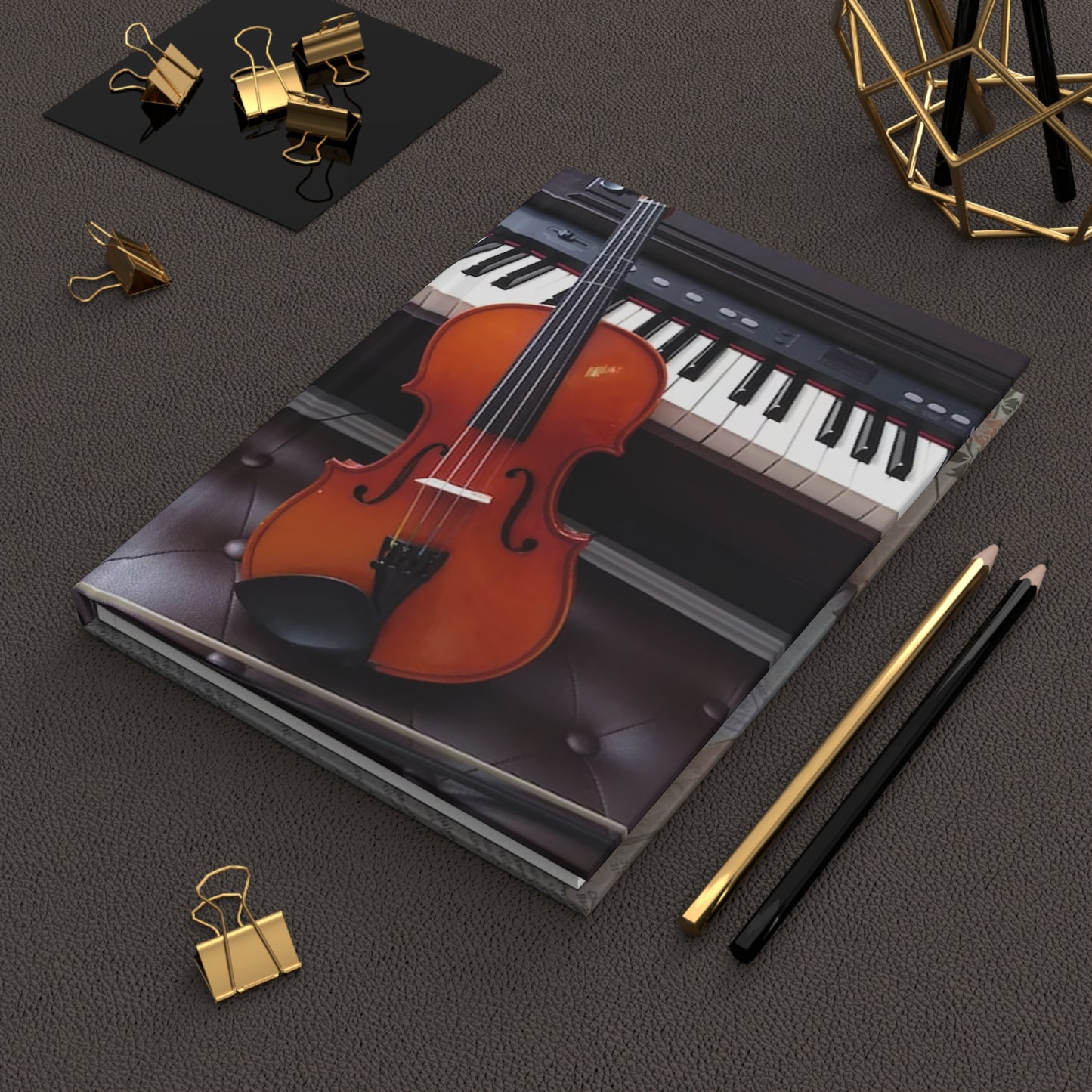 Musician's Gig Notes Hardcover Journal And Notebook-Piano And Violin