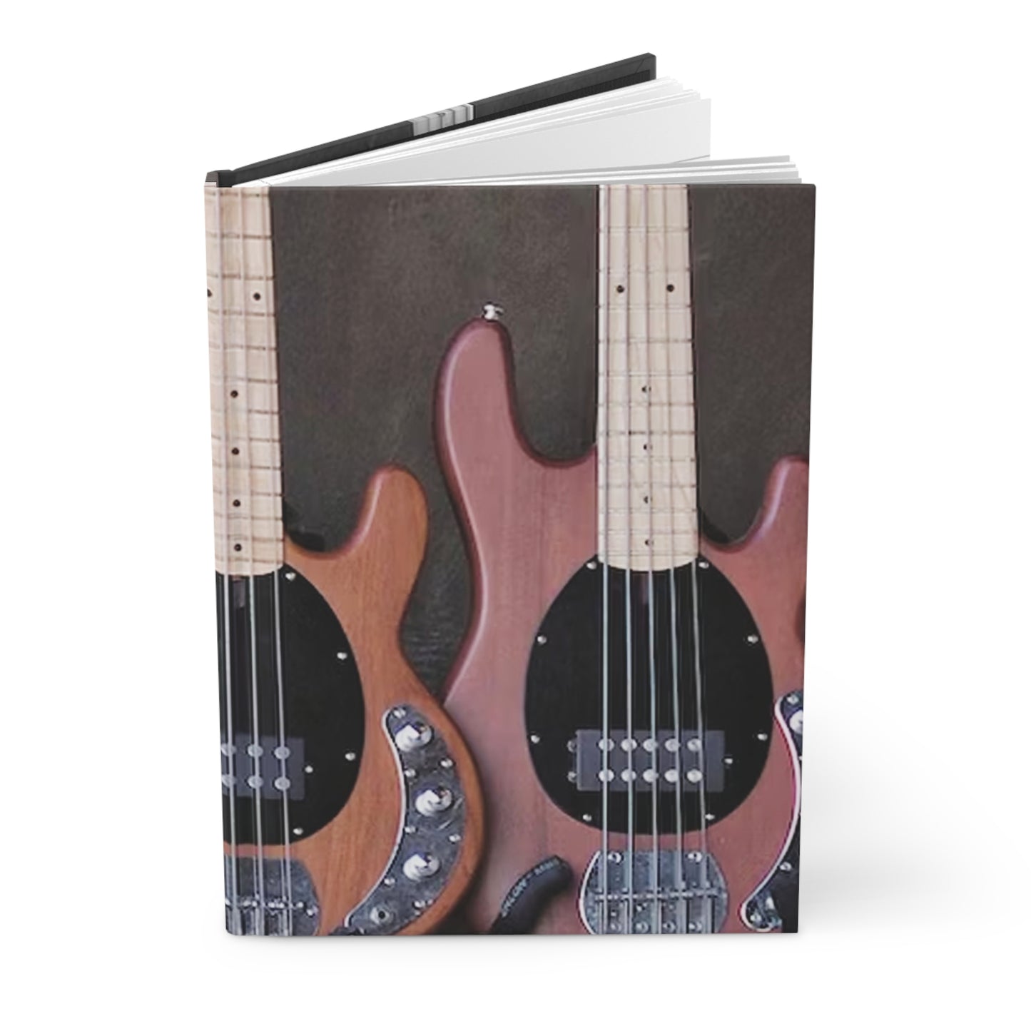 Musician's Gig Notes Hardcover Journal And Notebook-Dark Wood Basses