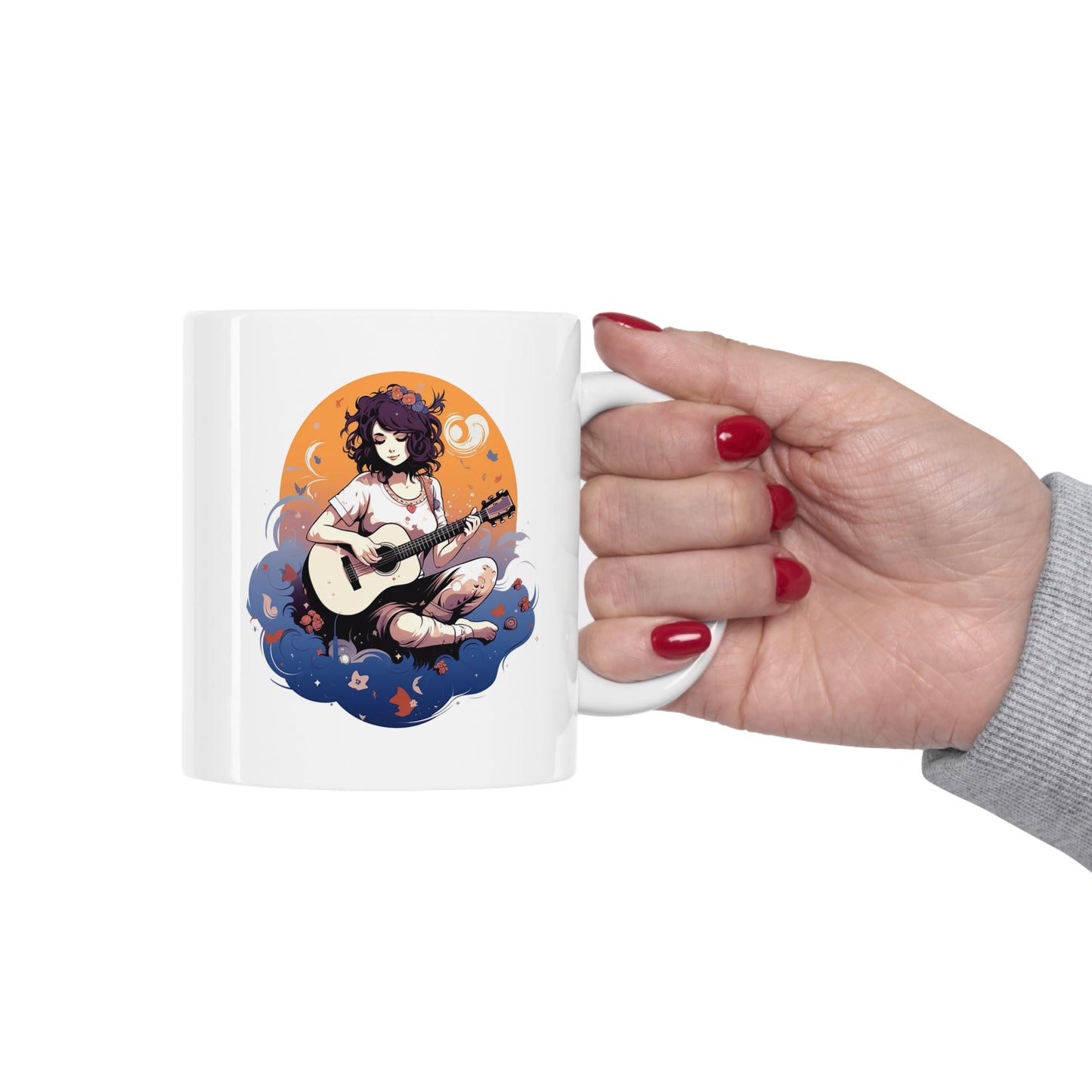 Music Pro Mug-Female Colorful Acoustic Guitar