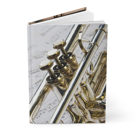 Musician's Gig Notes Hardcover Journal And Notebook-Trumpet w Sheet Music