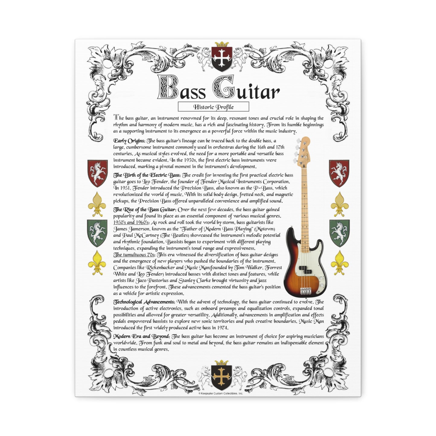 Historic Profile Canvas Gallery Wrap-Bass Guitar