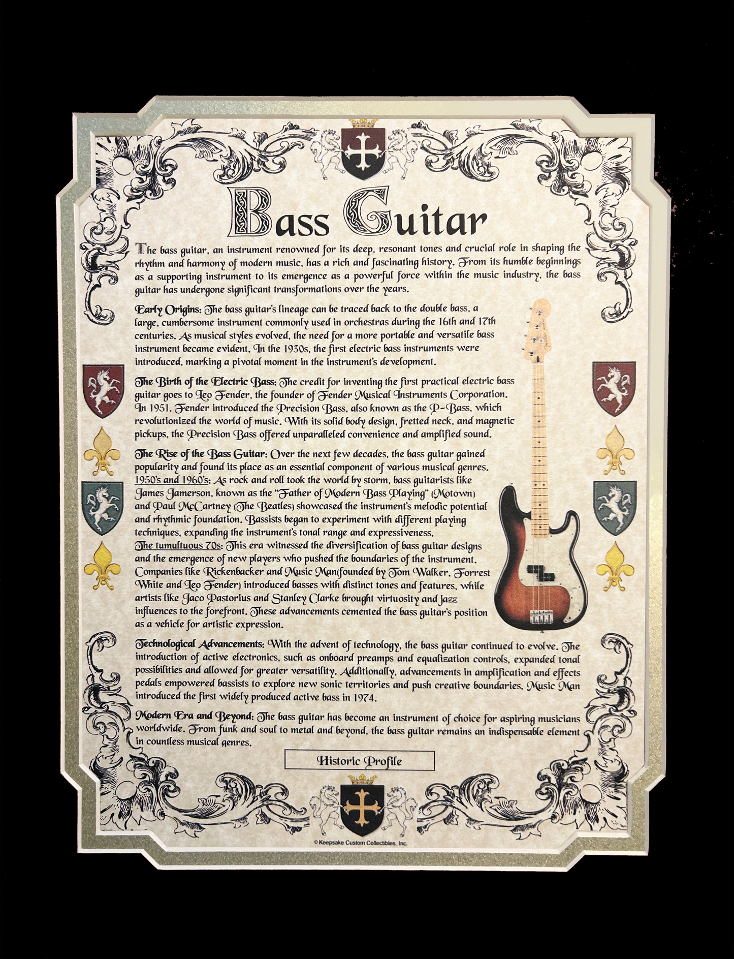 Historic Profile Ready For Framing: Bass Guitar