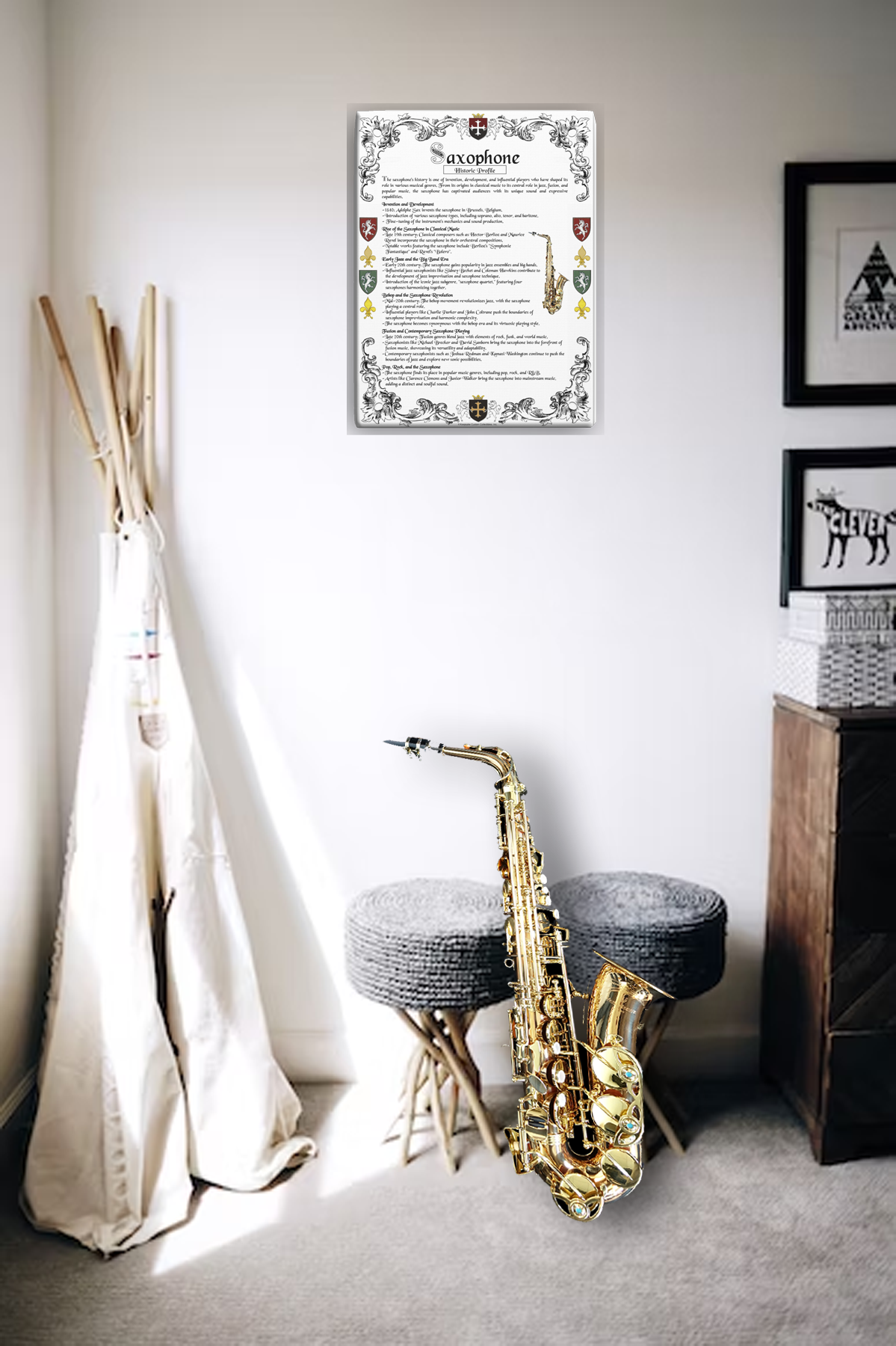 Historic Profile Canvas Gallery Wrap-Saxophone