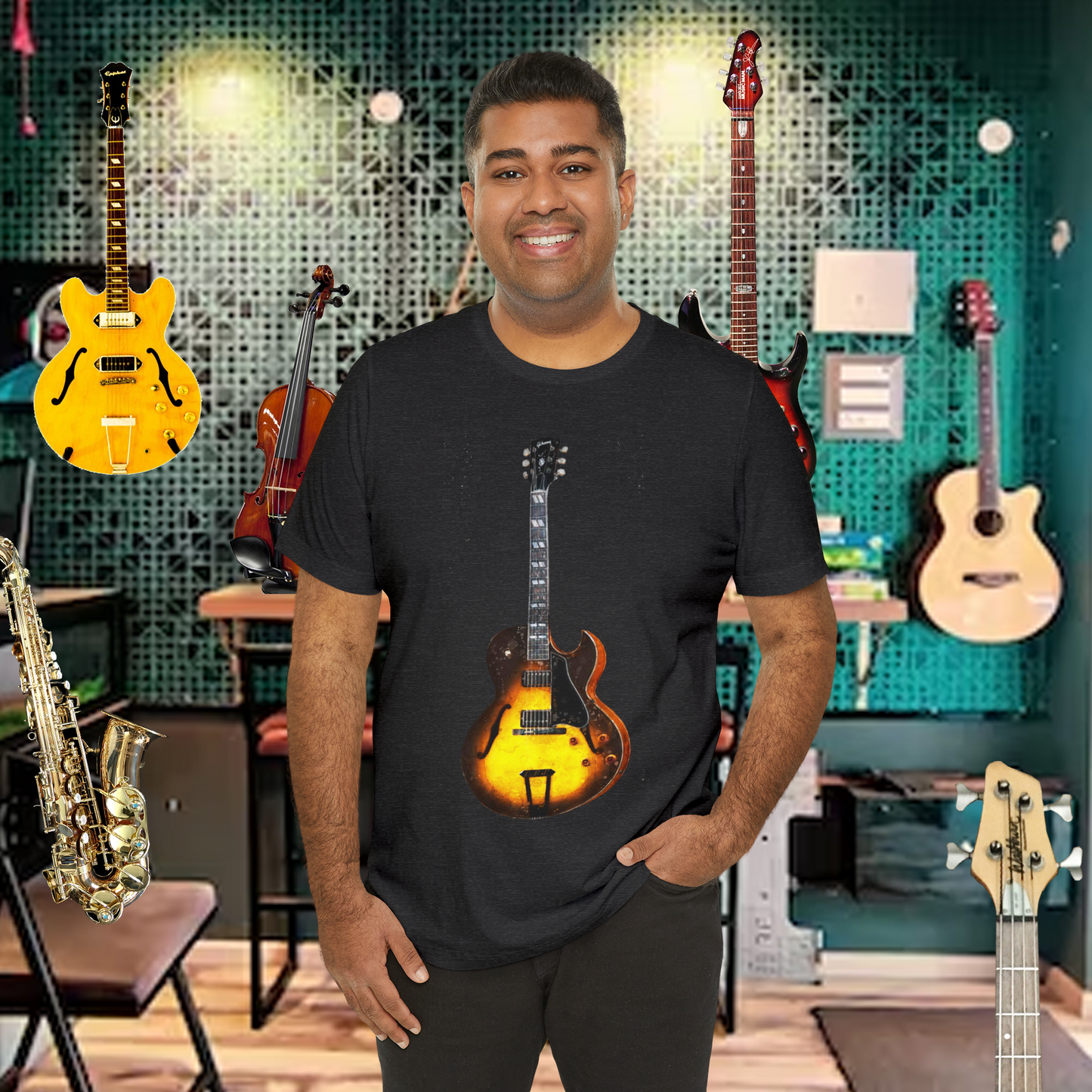 Tshirt-Yellow Gibson Guitar