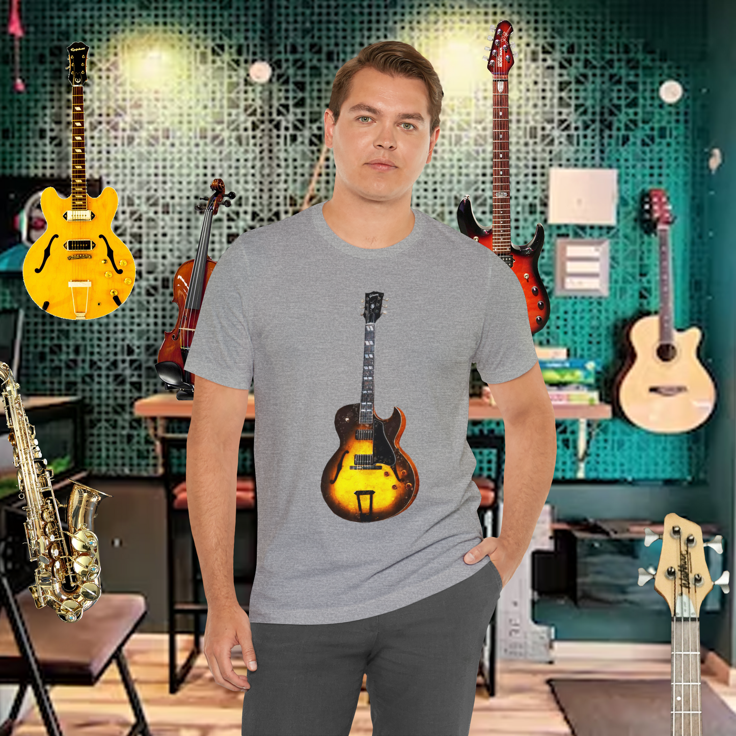 Tshirt-Yellow Gibson Guitar